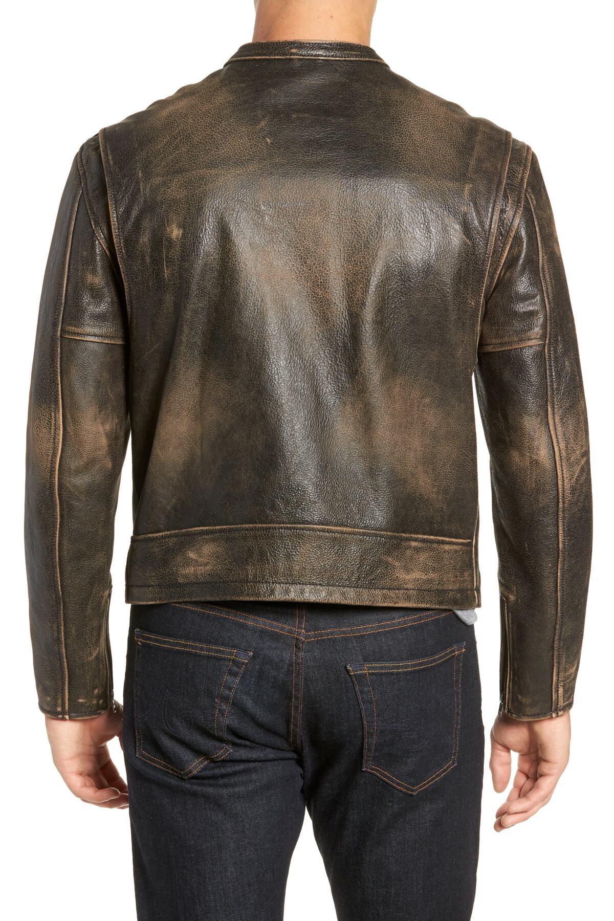 Frye Calfskin Leather Racer Jacket in 