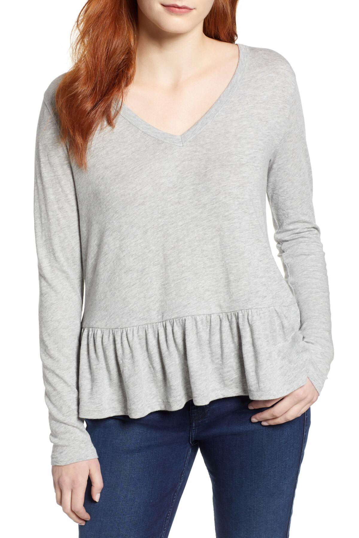 v neck peplum tee