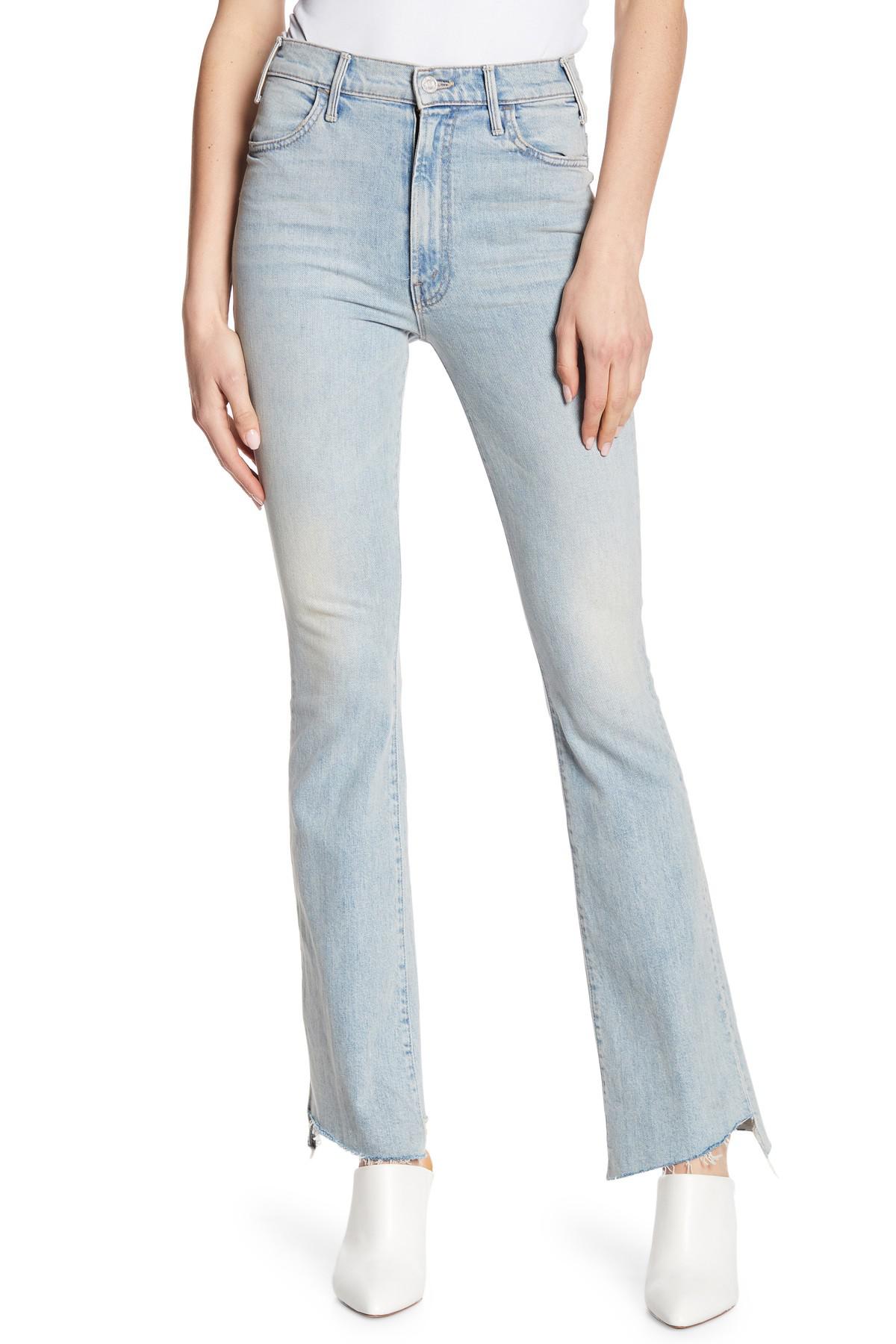 the hustler two step fray high waist ankle bootcut jeans
