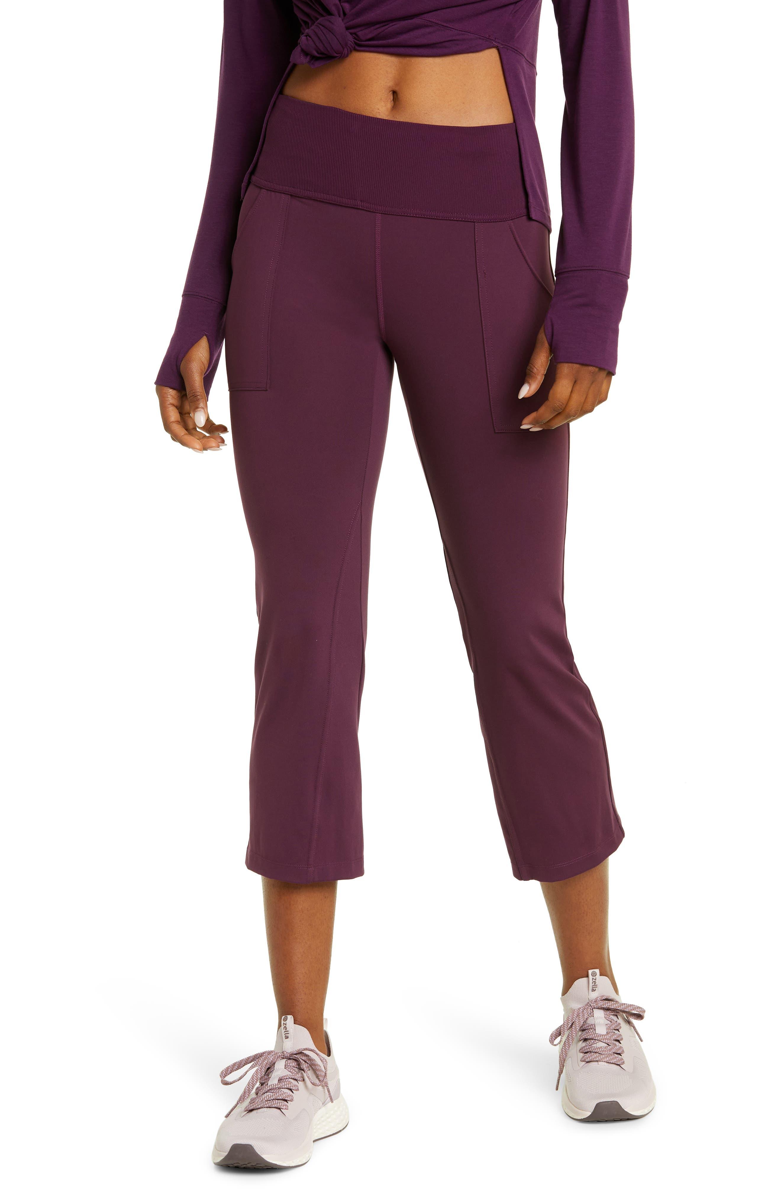 Zella Studio Lite Pocket Kick Flare Crop Pocket Leggings In Purple