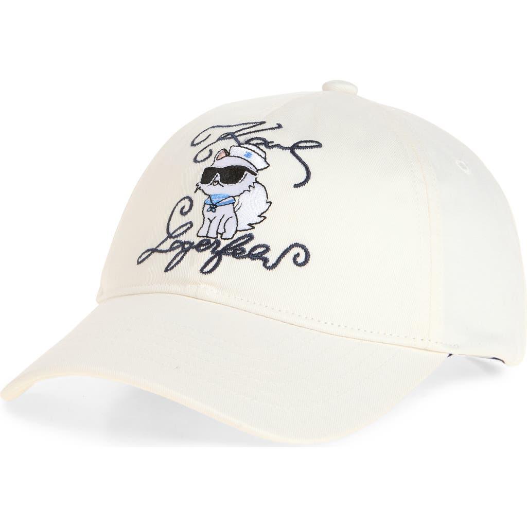 Karl Lagerfeld White Cap with‎ Embroidered Design. Karl Lagerfeld Embroidered White Cap - O/S – Rokit main image 4