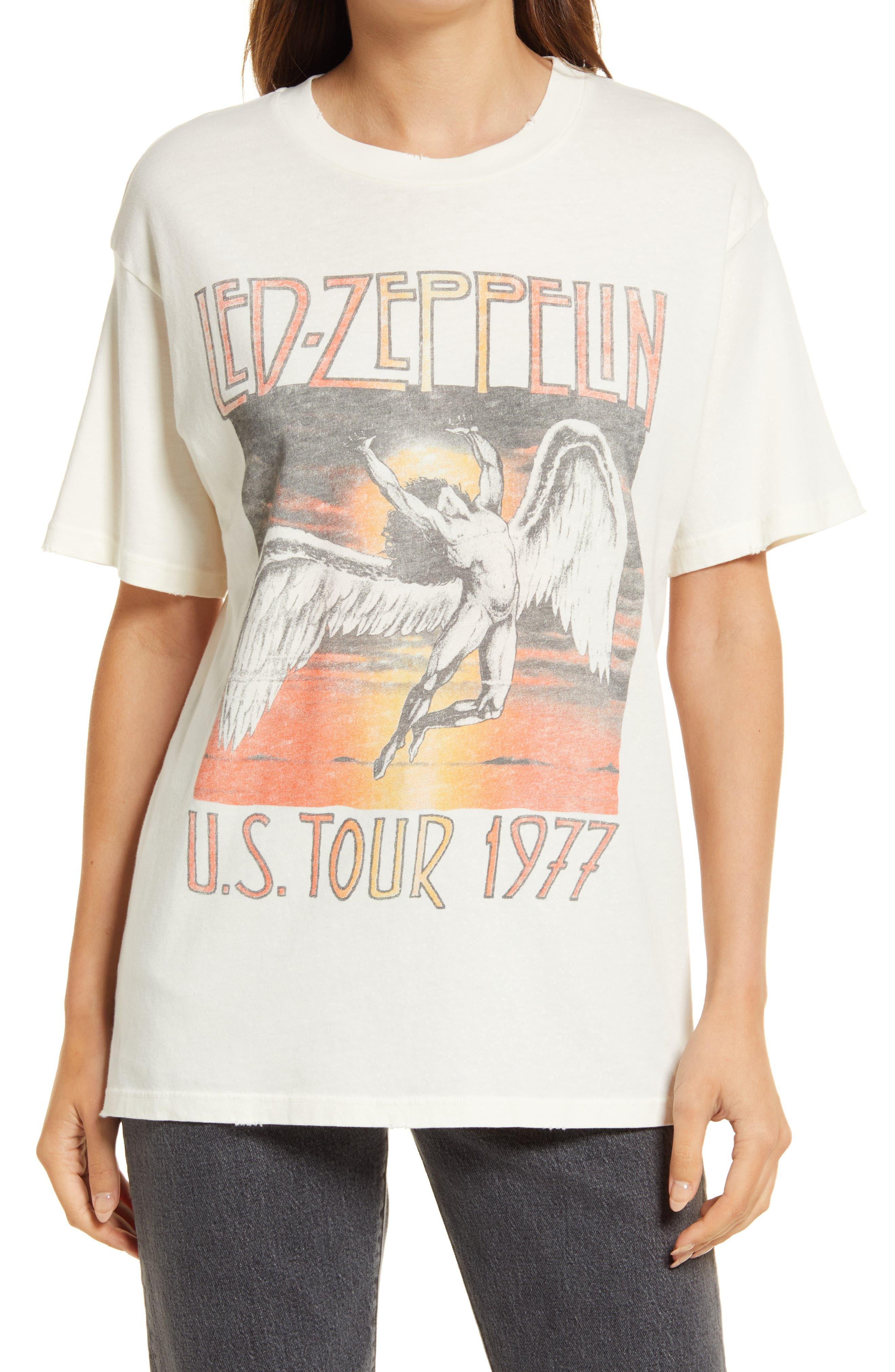 Daydreamer Led Zeppelin Swan Song Cotton Graphic Tee In Vintage White At  Nordstrom Rack | Lyst