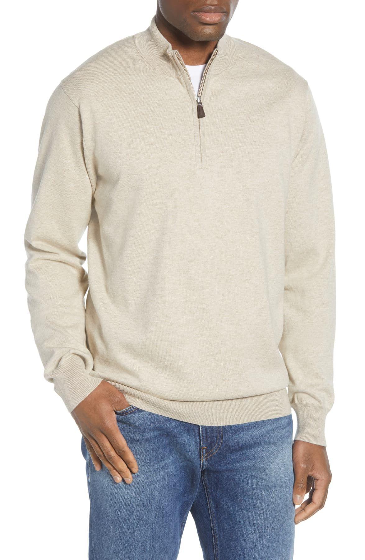 Peter Millar Cotton Crown Quarter Zip Pullover Sweater in Stone (Natural) for Men - Lyst