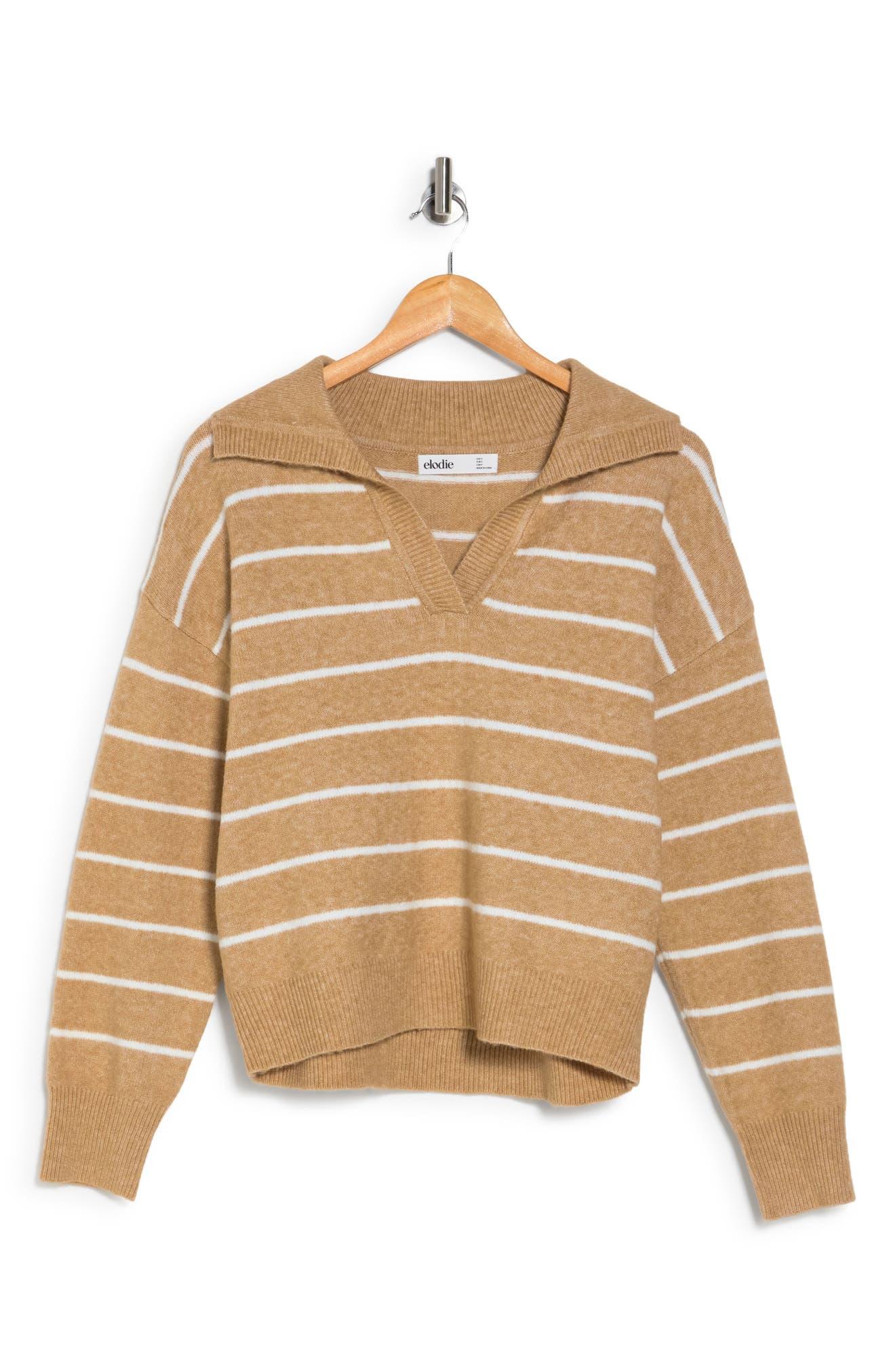 Elodie Johnny Collar Crop Sweater in Natural Lyst