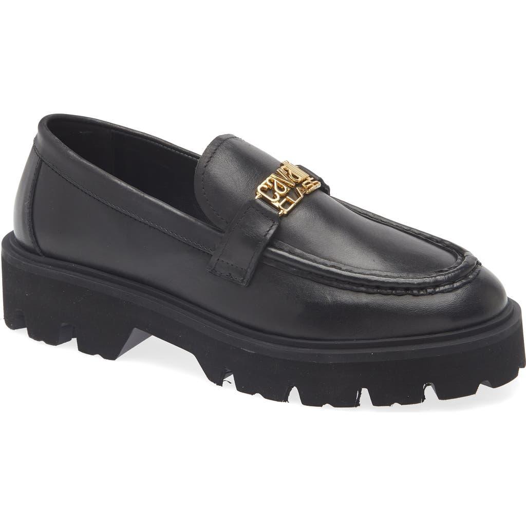 Cavalli Class Black Leather Chunky Loafers with Gold Logo Hardware NEW Roberto Cavalli Class Black Croc Embossed Leather  main image 4