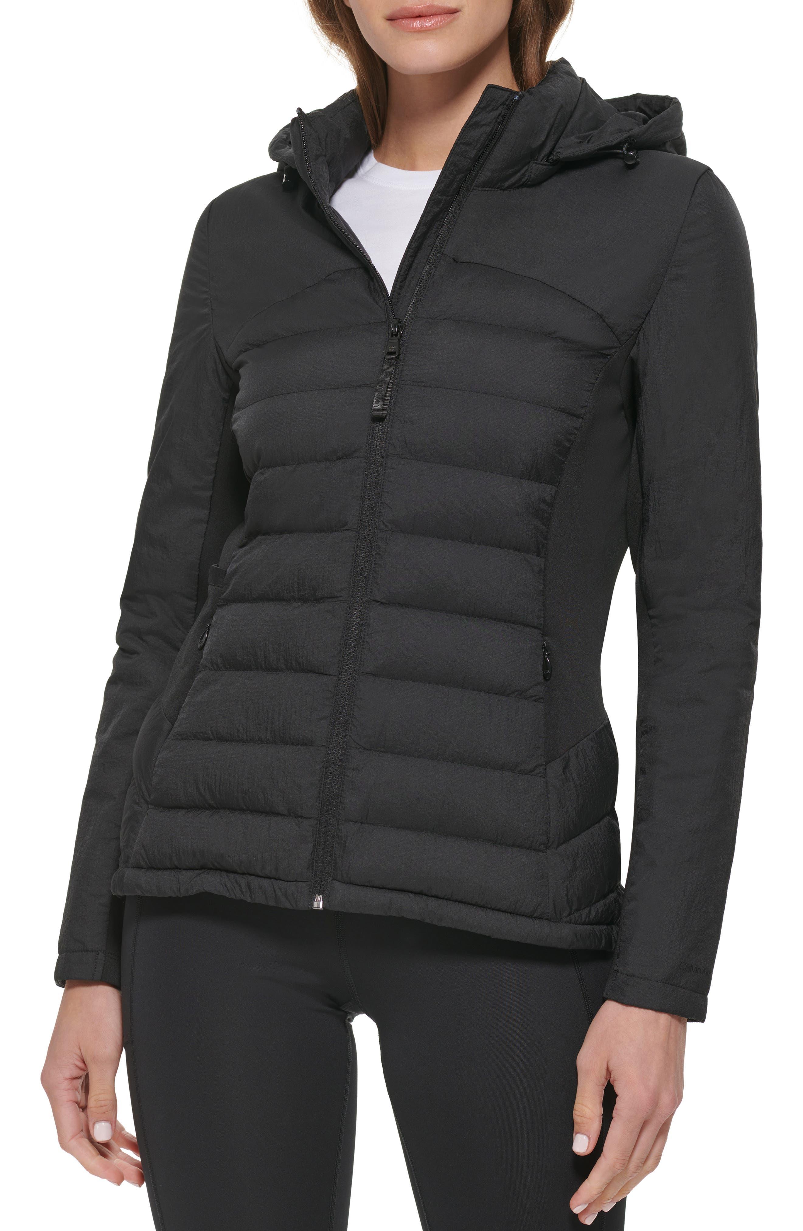 Calvin Klein Water Resistant Scuba Side Puffer Jacket in Black | Lyst