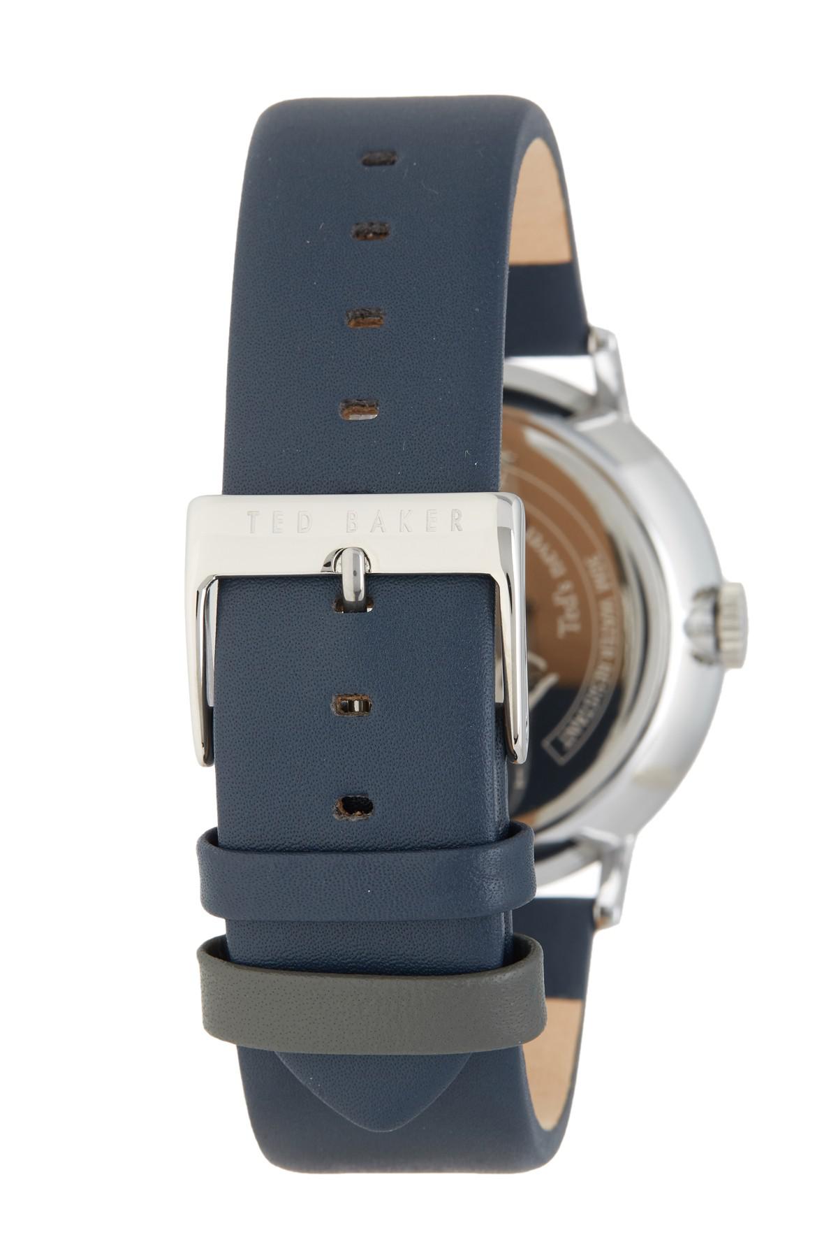 ted baker multifunction leather strap watch