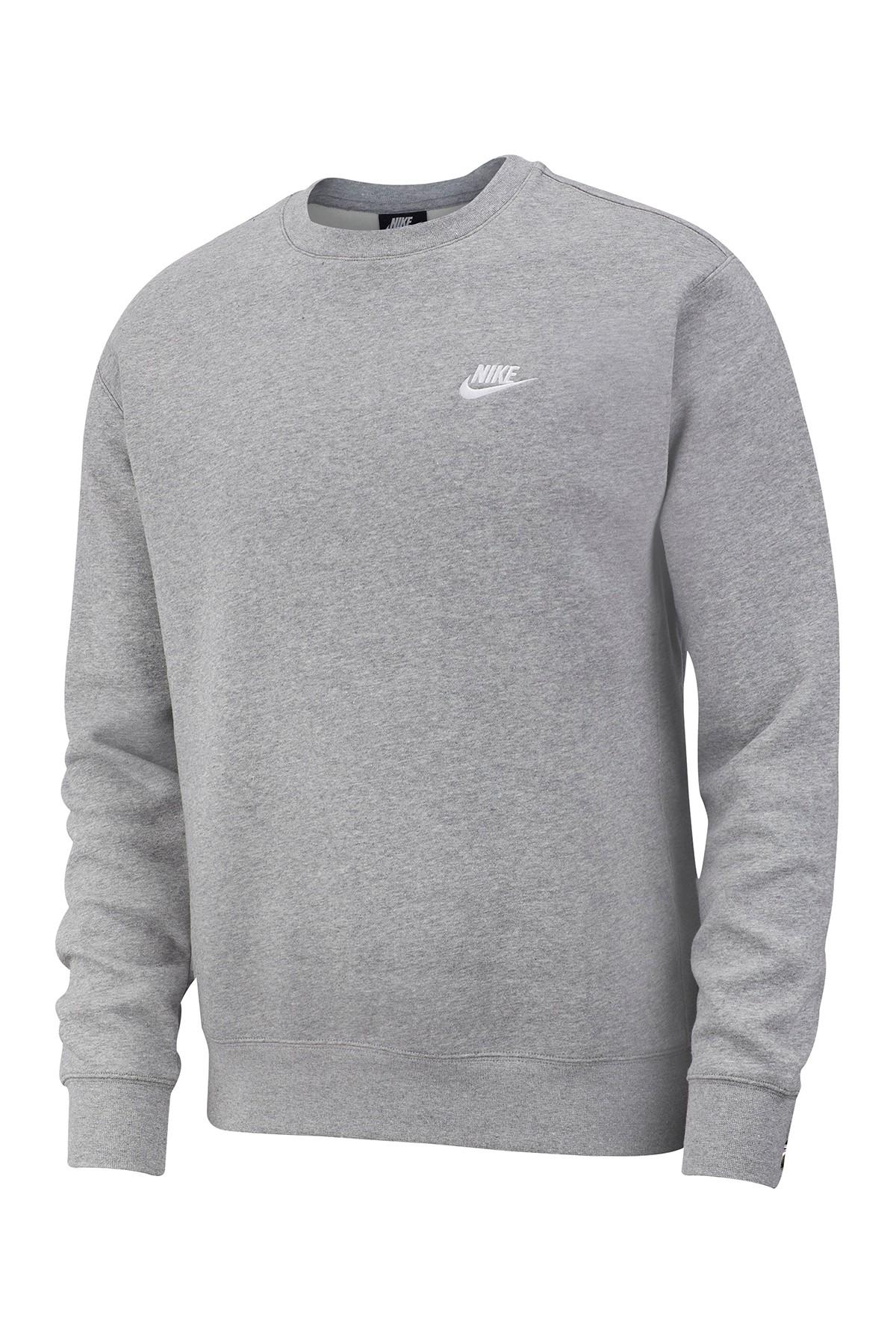 Nike Cotton Crew Neck Club Jumper Grey in d gr h/White (Gray) for Men ...