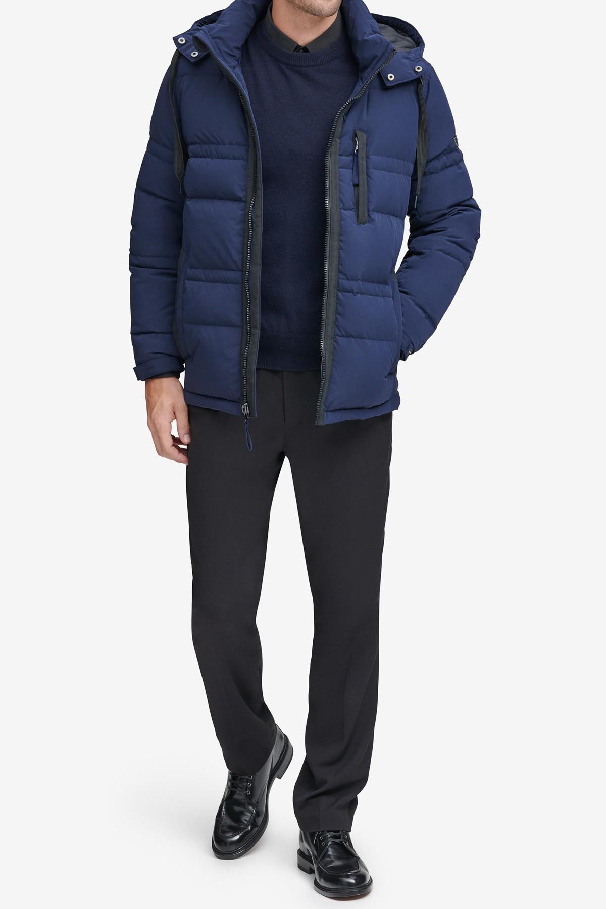 marc new york men's crinkle down hooded parka