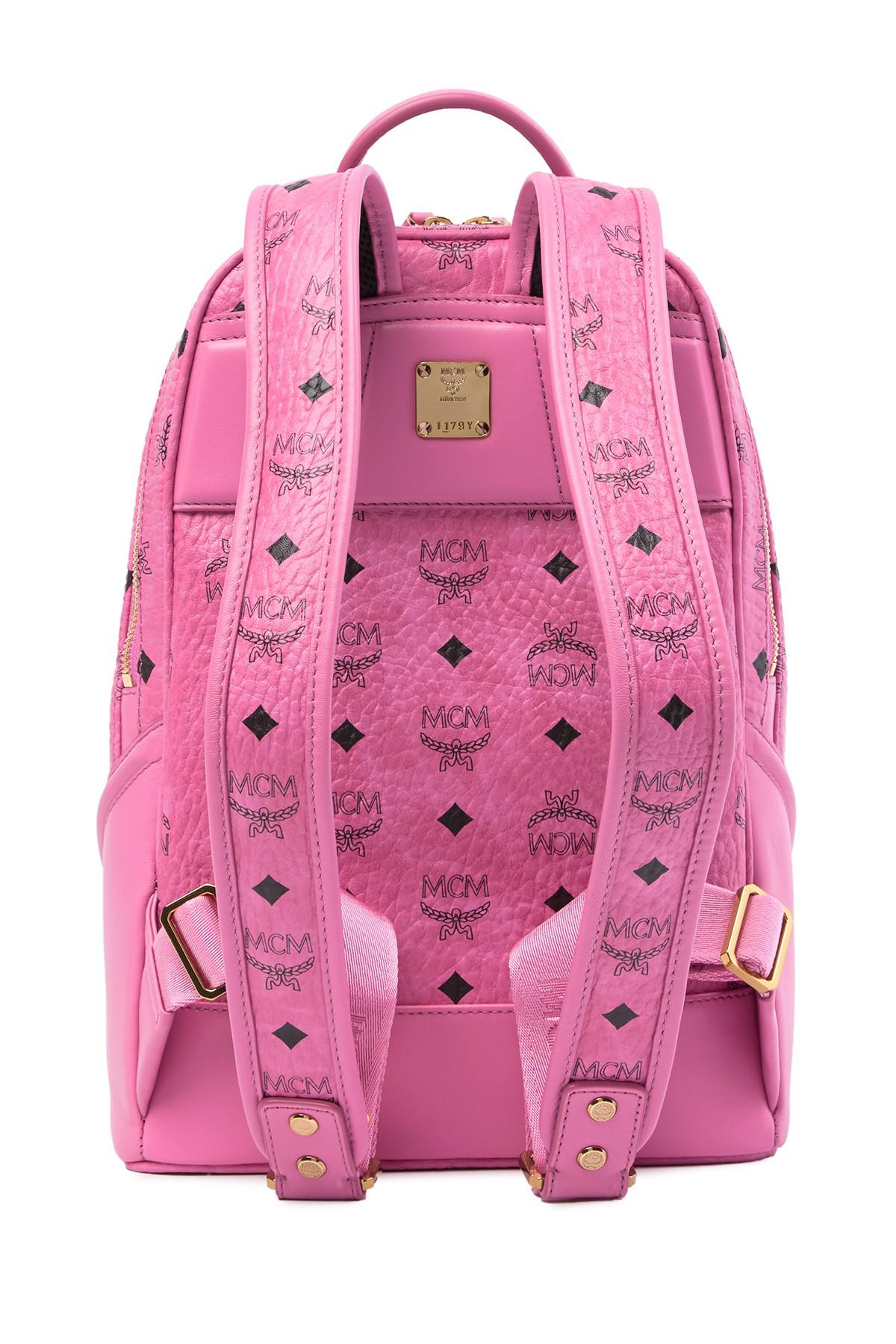 Leather backpack MCM Pink in Leather - 25252633