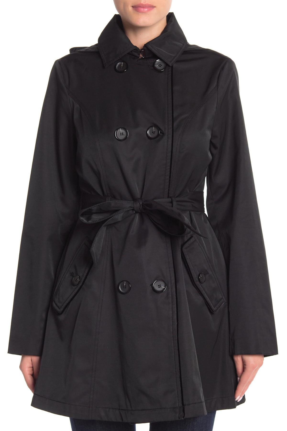 Laundry by Shelli Segal Cotton Double Breasted Trench Coat in Black - Lyst