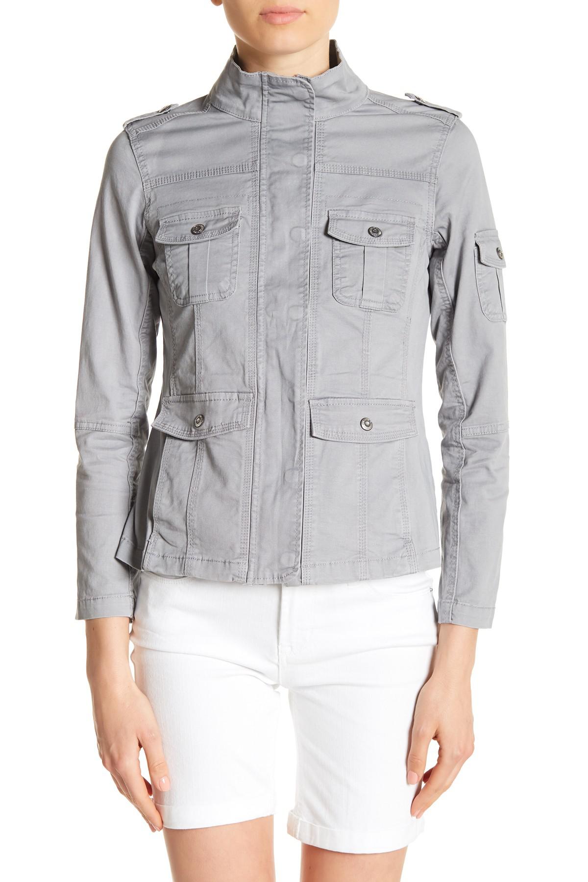 Kensie Fitted Utility Jacket in Gray | Lyst
