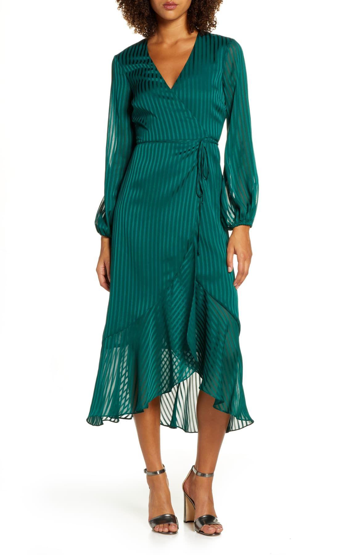 bardot wrap midi dress