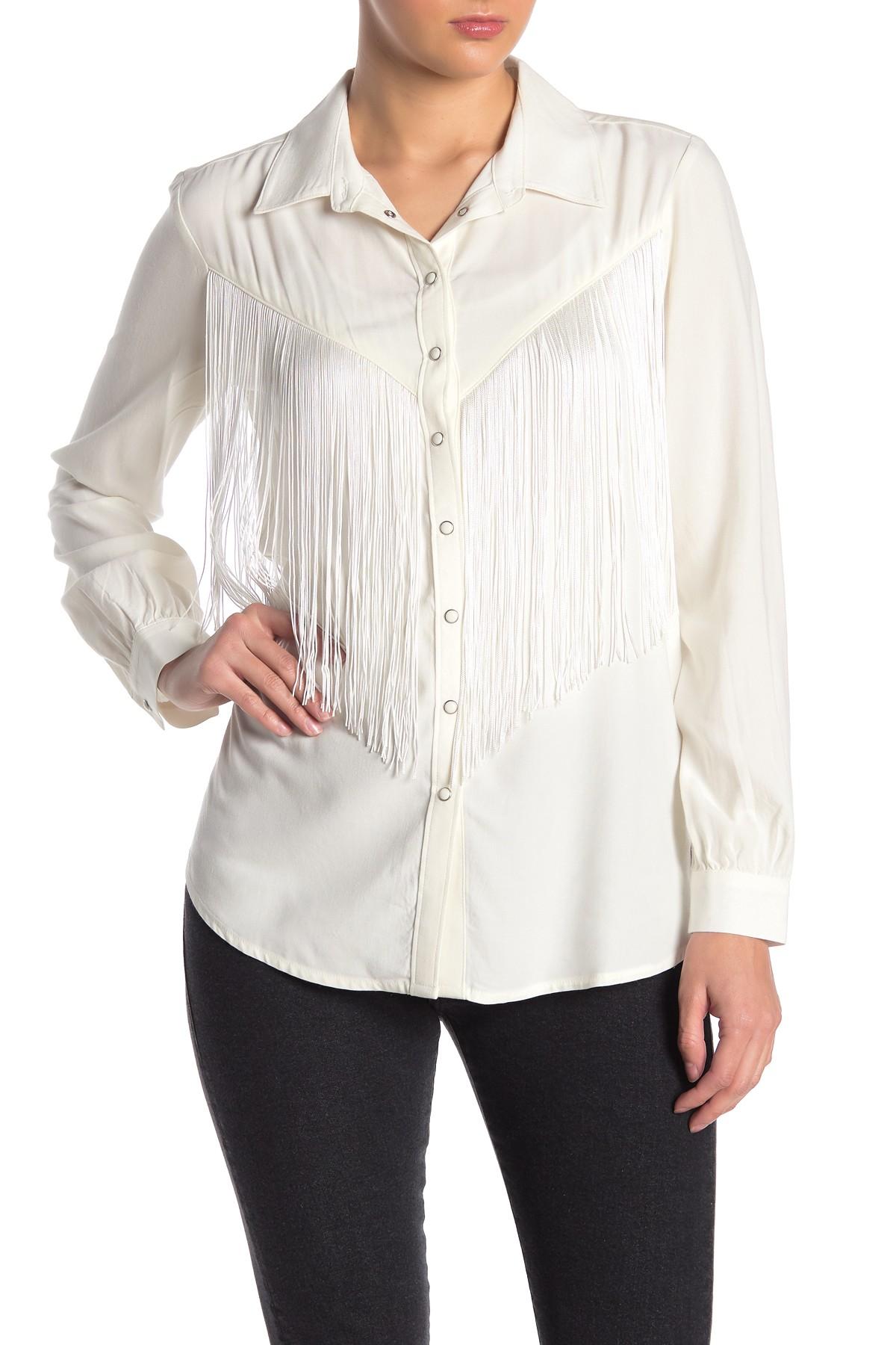Levi's Annie Western Fringe Shirt in White | Lyst