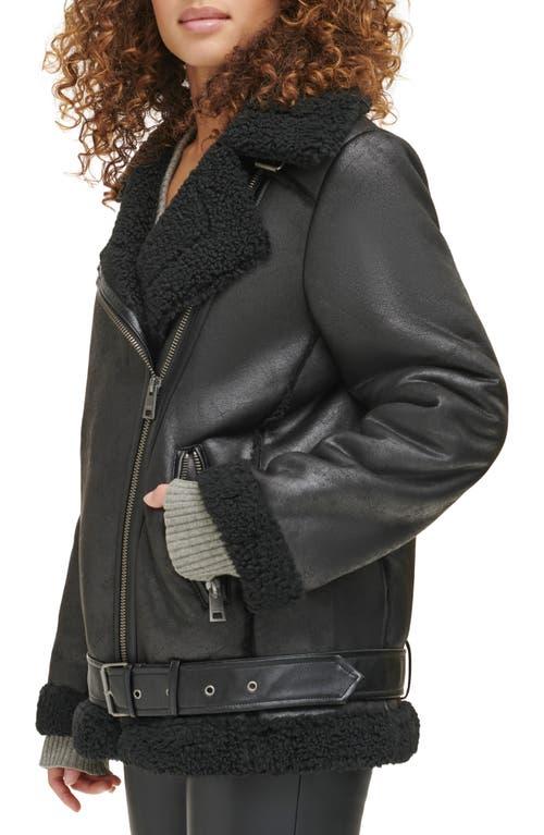 Levi s Oversized Faux Shearling Moto Jacket in Black Lyst