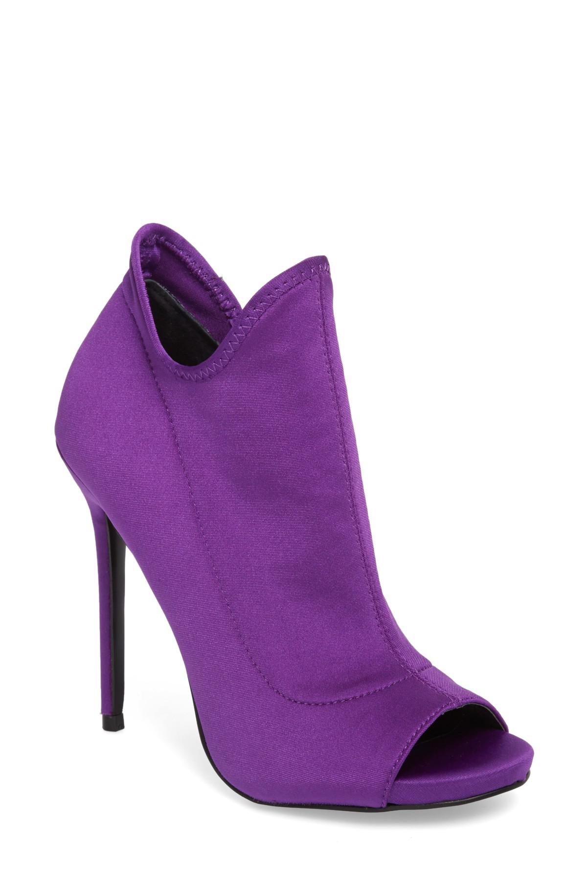 purple open toe booties