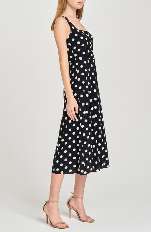 Wayf Leonie Polka Dot Corset Midi Dress in Black | Lyst