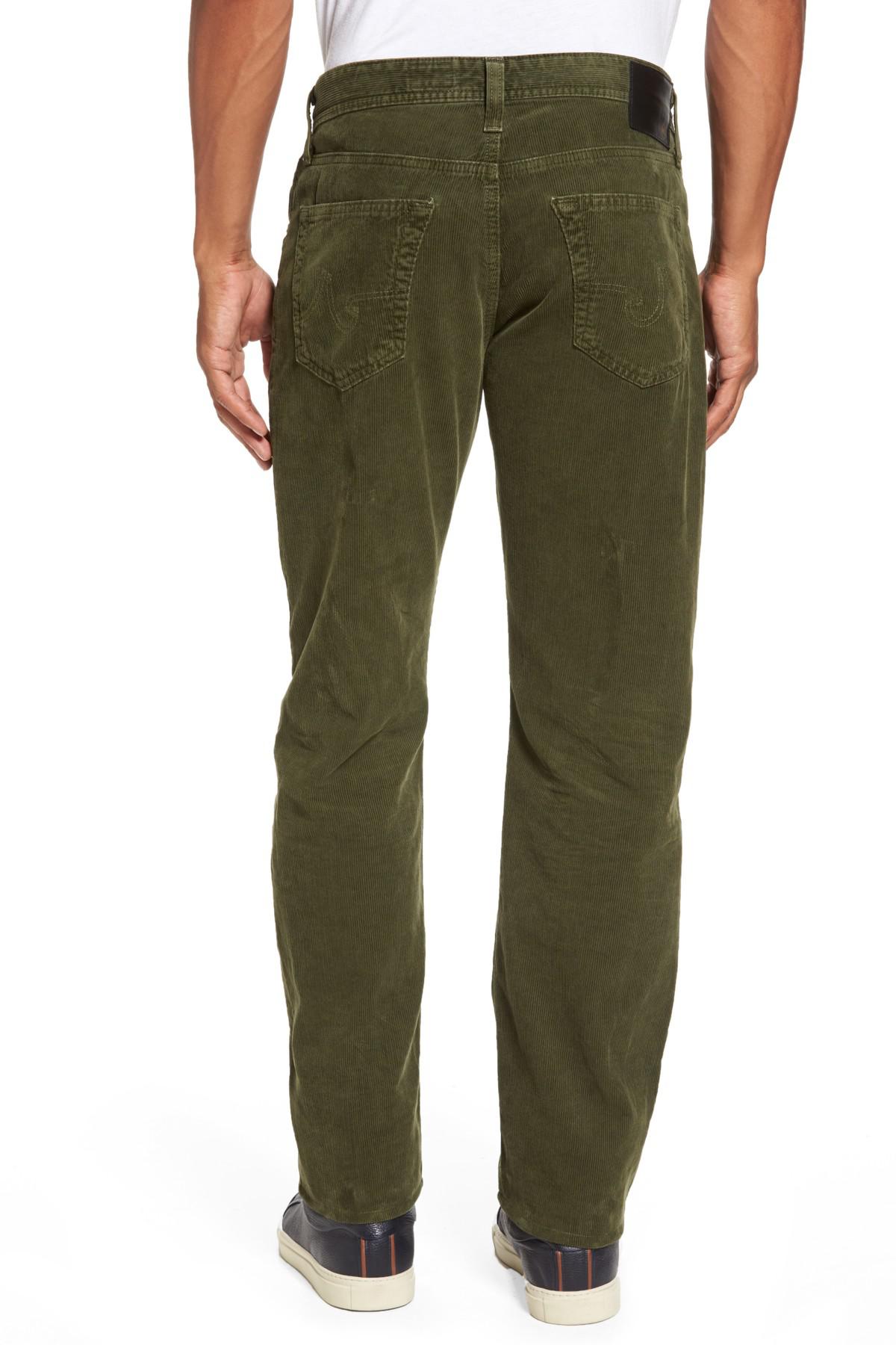 AG Jeans Graduate Tailored Straight Leg Corduroy Pants in Green for Men - Lyst