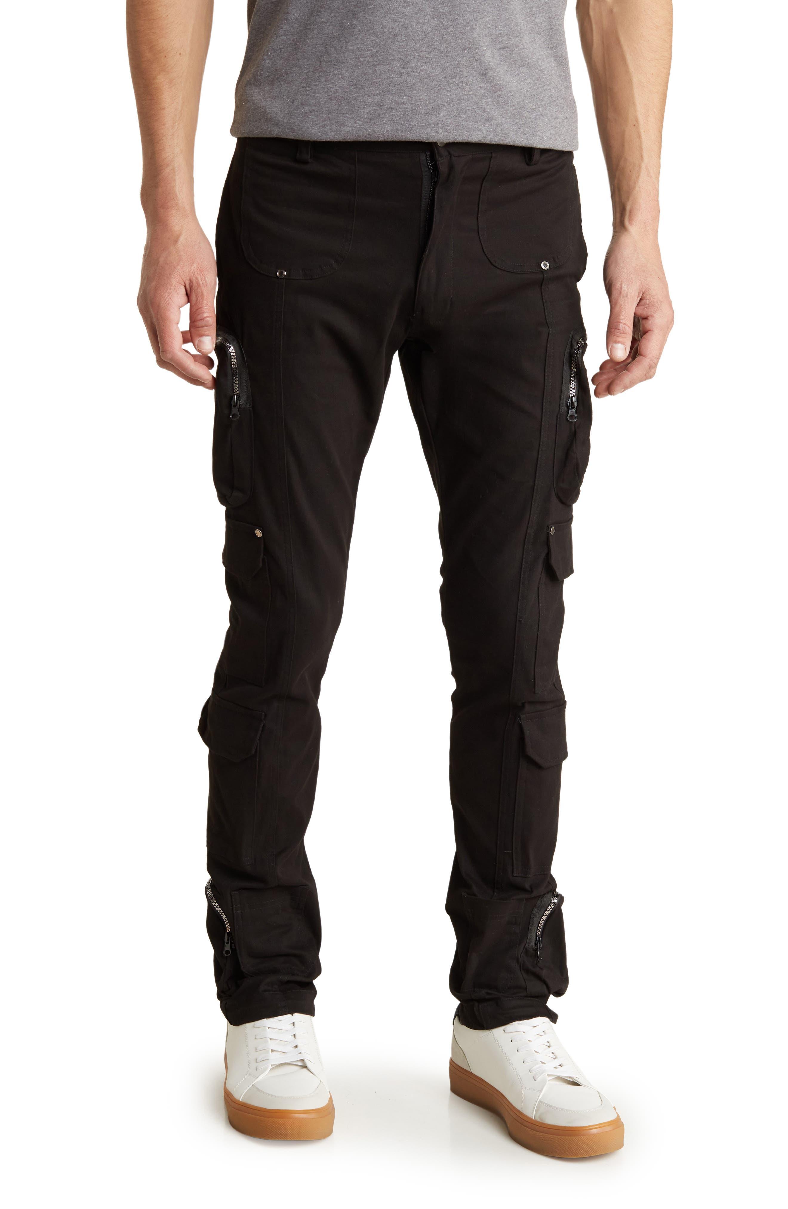 American Stitch Twill Fixed Waist Utility Pants in Black for Men