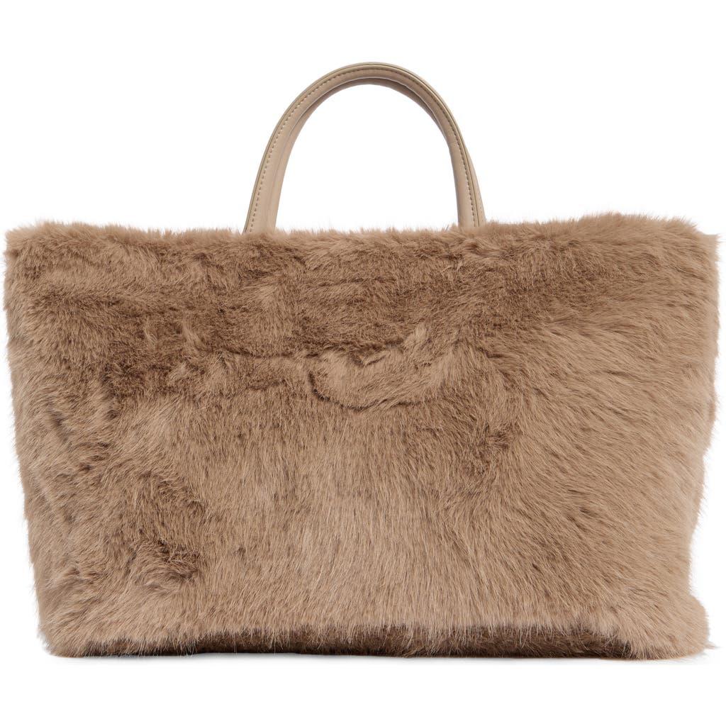 BCBGMAXAZRIA Faux Fur Tote Bag With Pouch in Brown | Lyst
