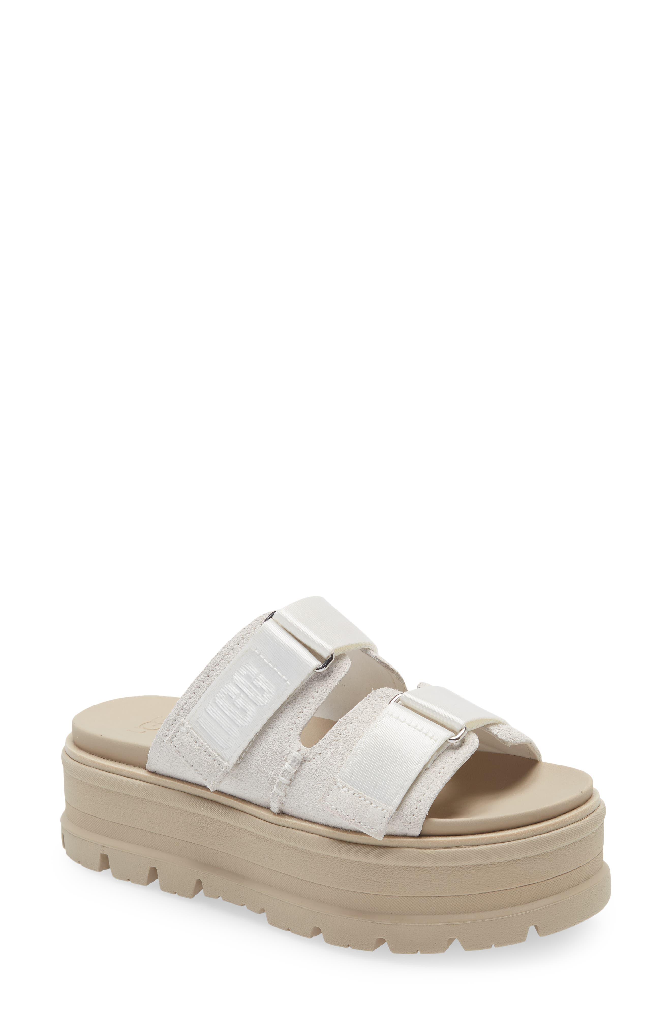 UGG Clem Platform Slide Sandal In White At Nordstrom Rack | Lyst