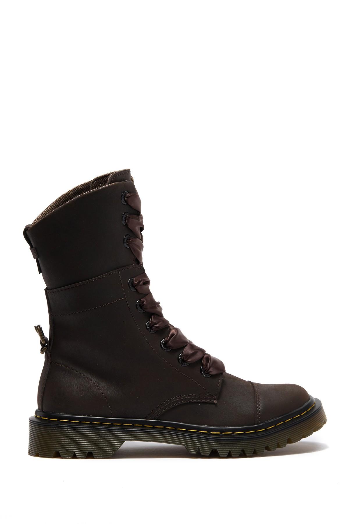 Dr. Martens Leather Faora Ribbon Lace-up Boot in Dark Brown (Brown) - Lyst