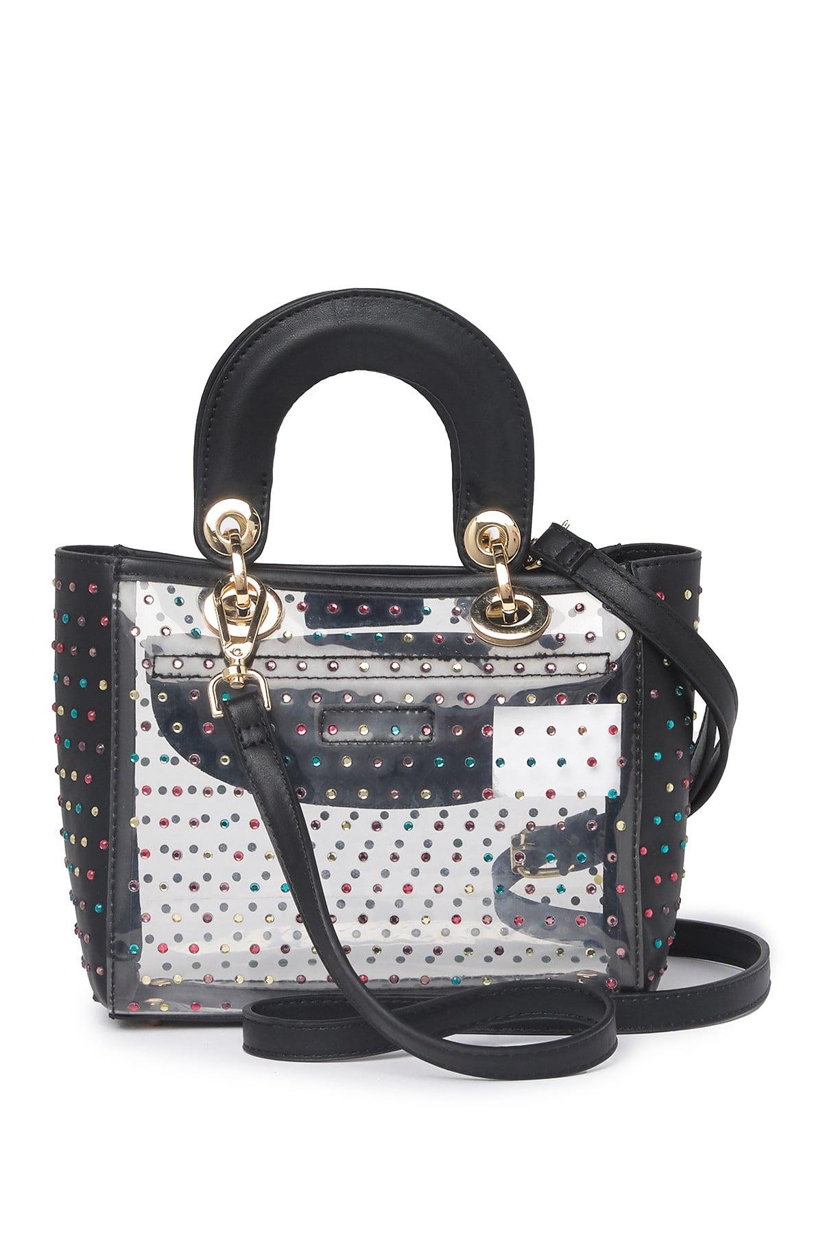 Betsey Johnson Sparkle Stud Clear Crossbody Satchel in Black | Lyst