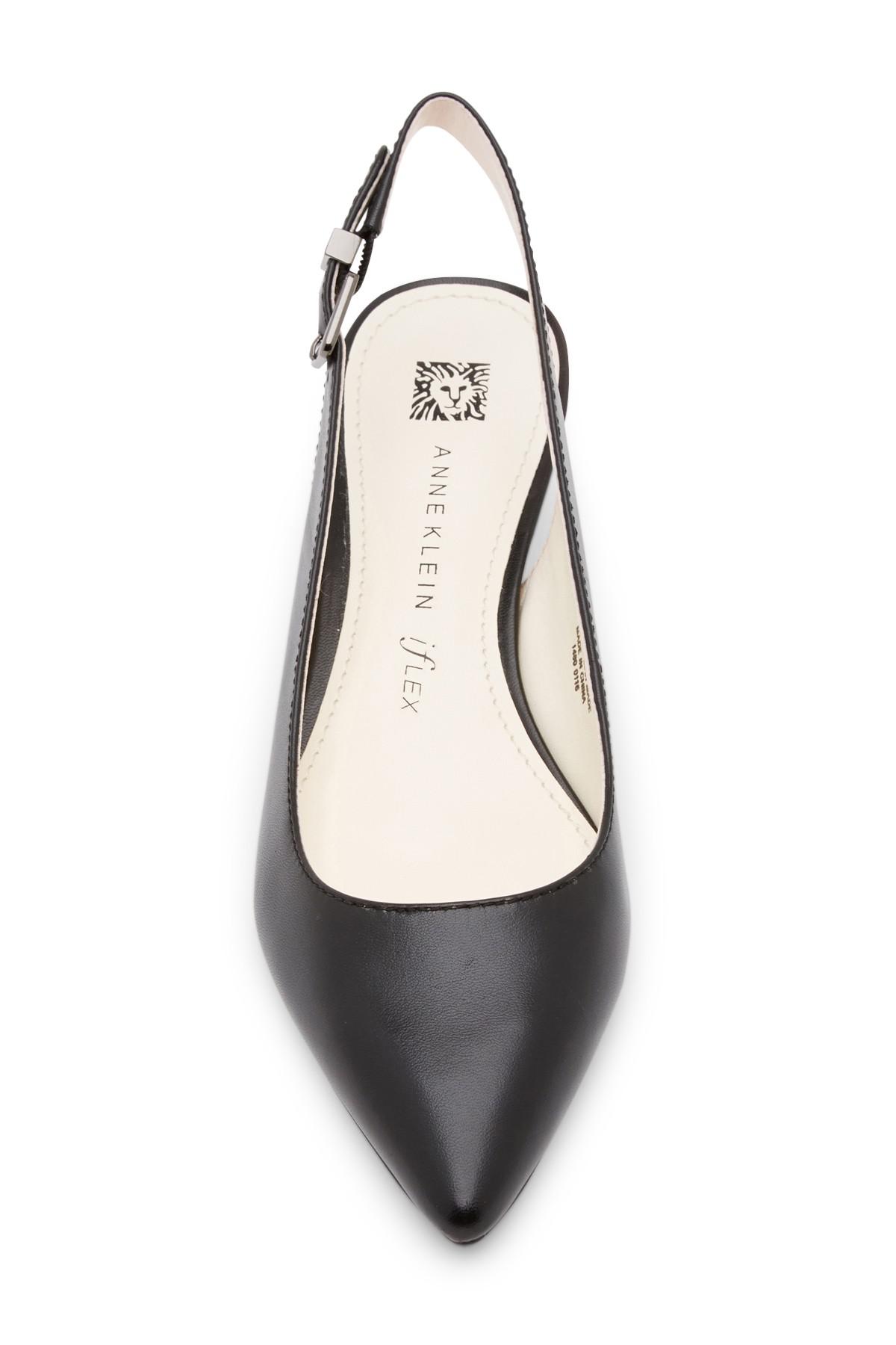 Anne Klein Leather Expert Slingback Kitten Heel Pump in Black - Lyst