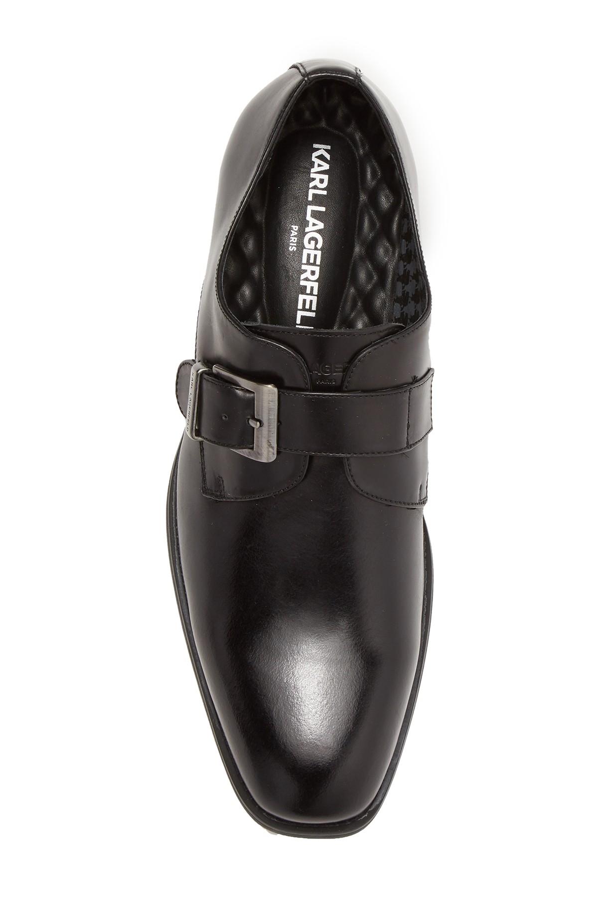 Karl Lagerfeld Monk-strap Leather Dress Shoe in Black for Men - Lyst