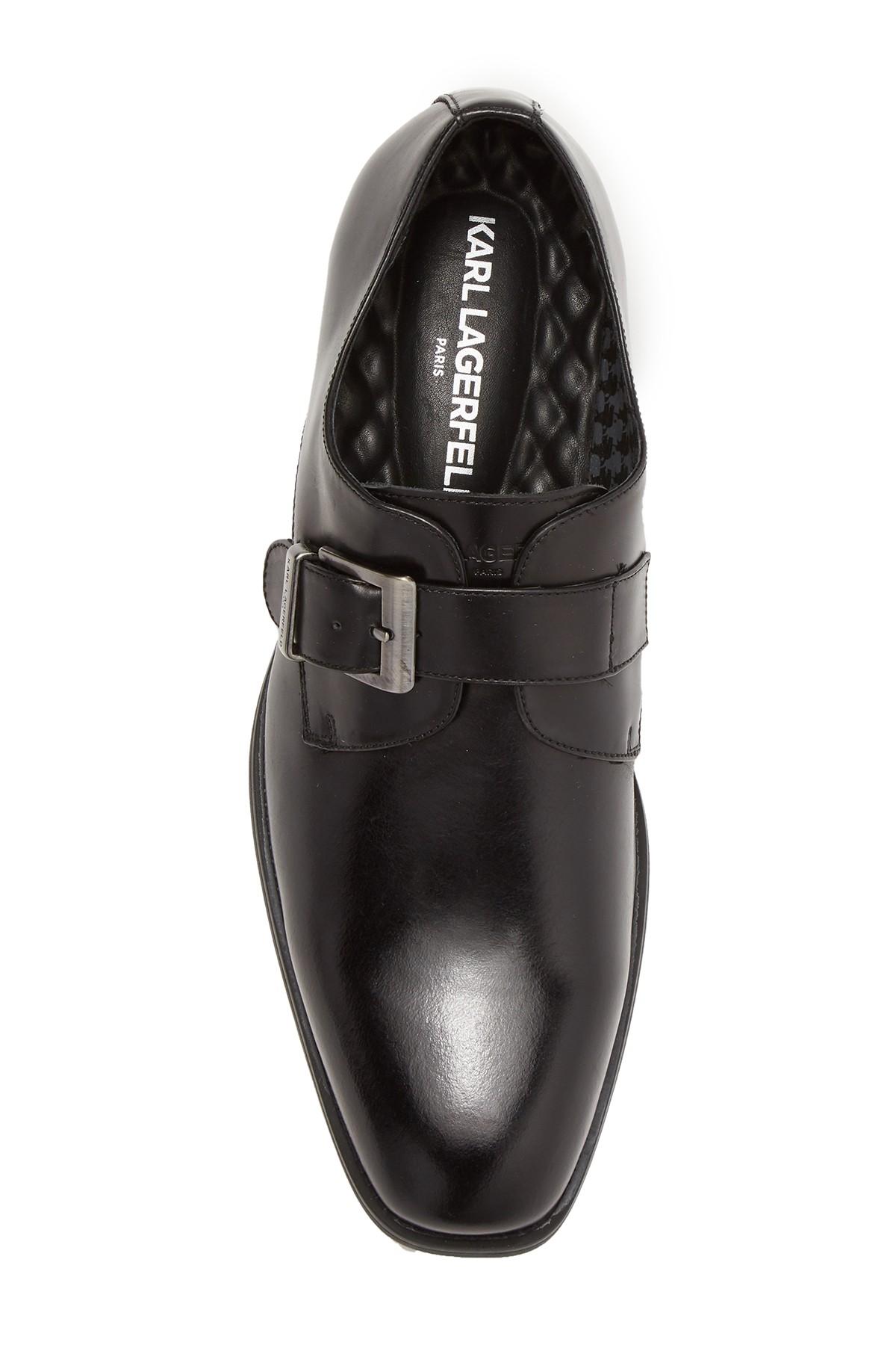 Karl Lagerfeld Monkstrap Leather Dress Shoe in Black for