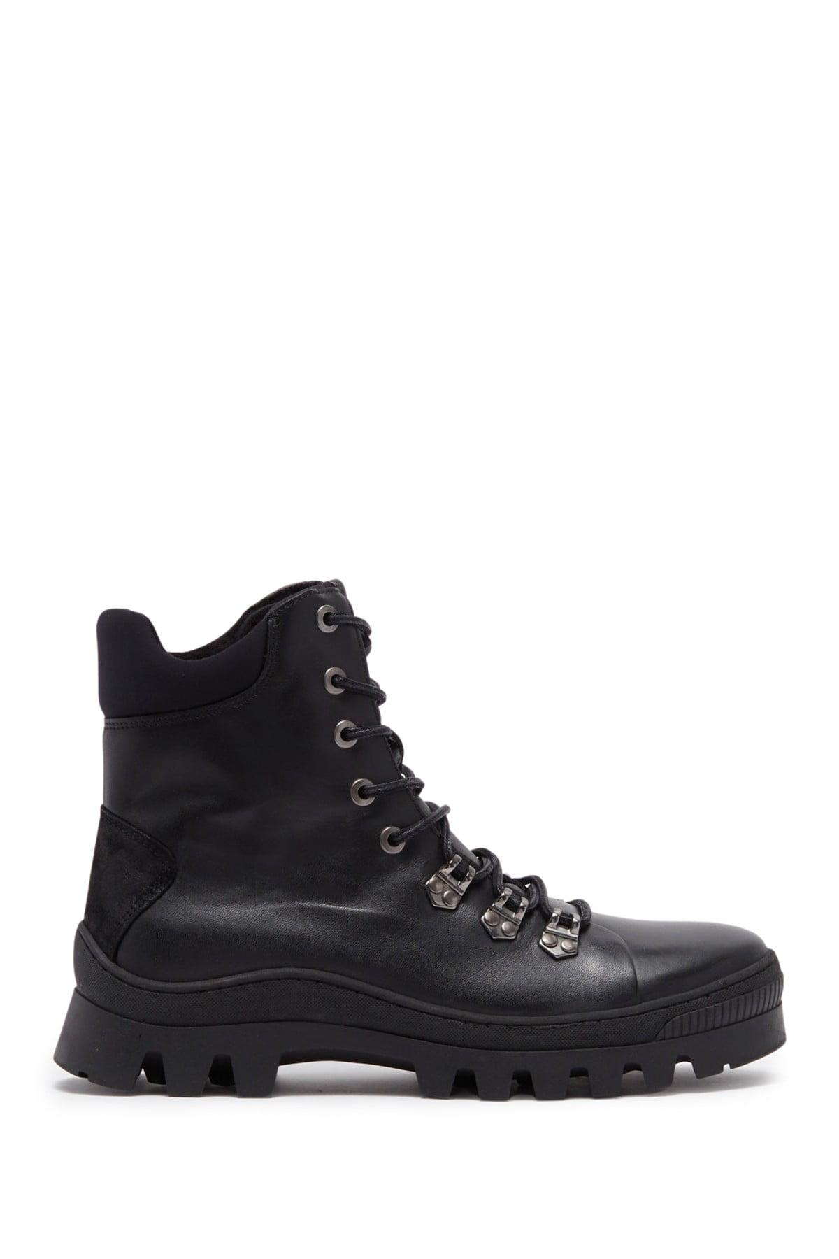 Karl Lagerfeld Leather Lug Sole Combat Boot in Black for Men Lyst