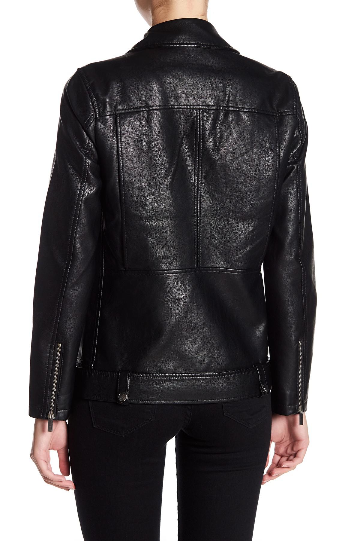 Bagatelle Oversized Vegan Faux Leather Moto Jacket in