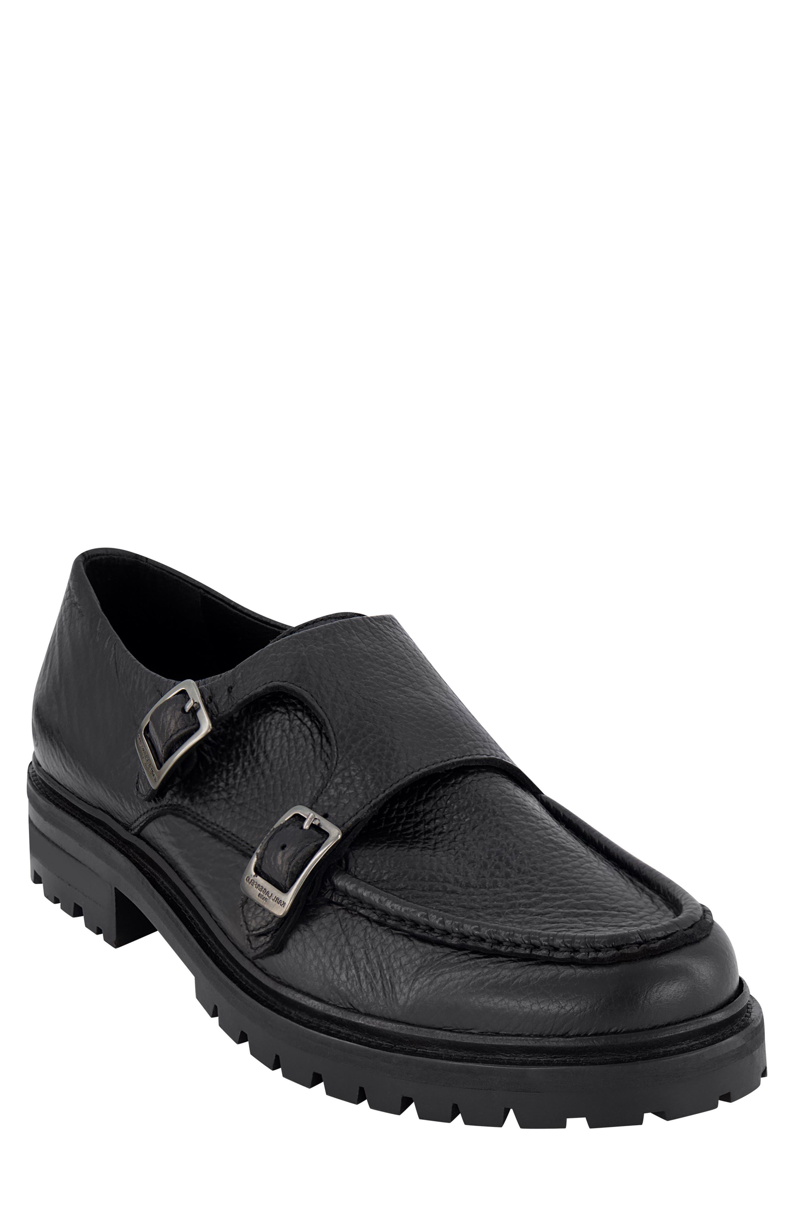 Karl Lagerfeld Double Monk Strap Lug Sole Shoe in Black for Men Lyst