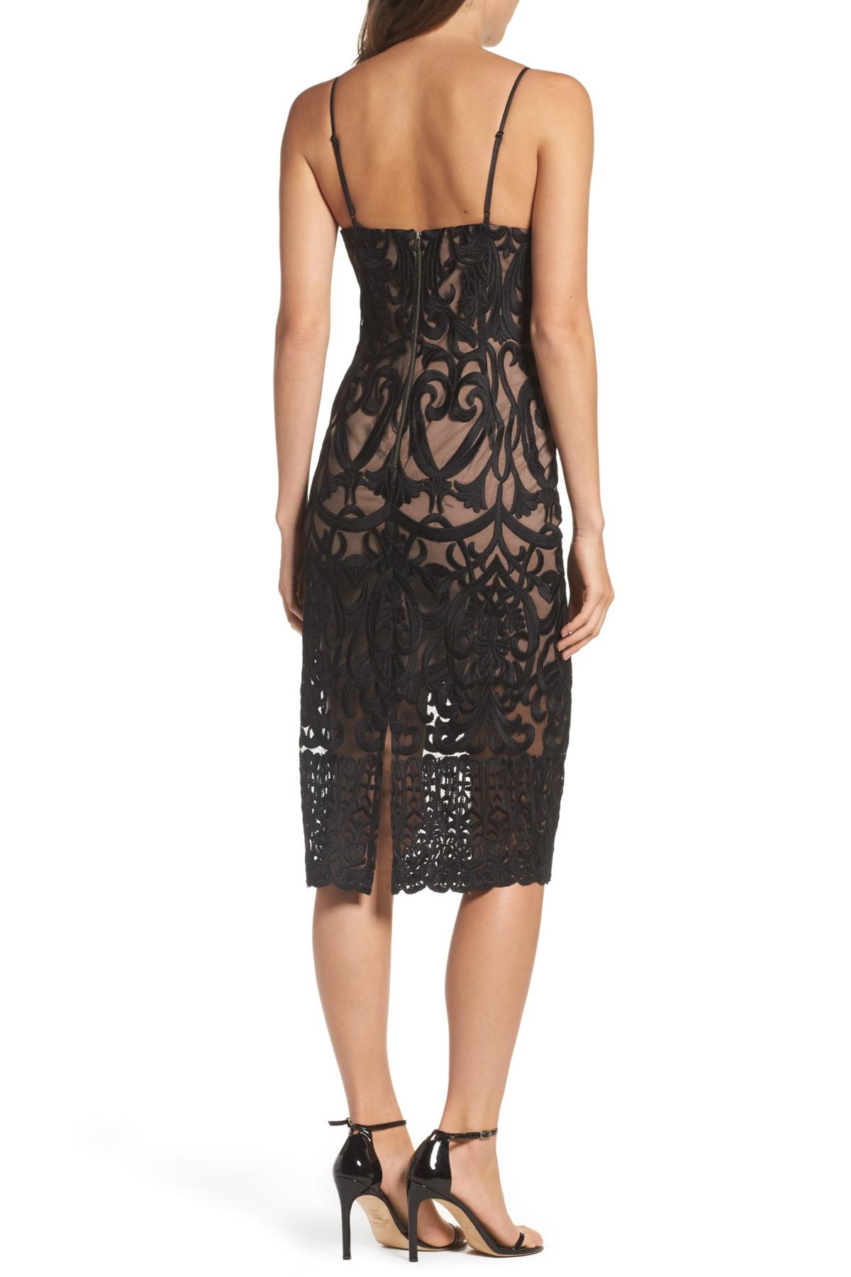 bardot gia lace pencil dress