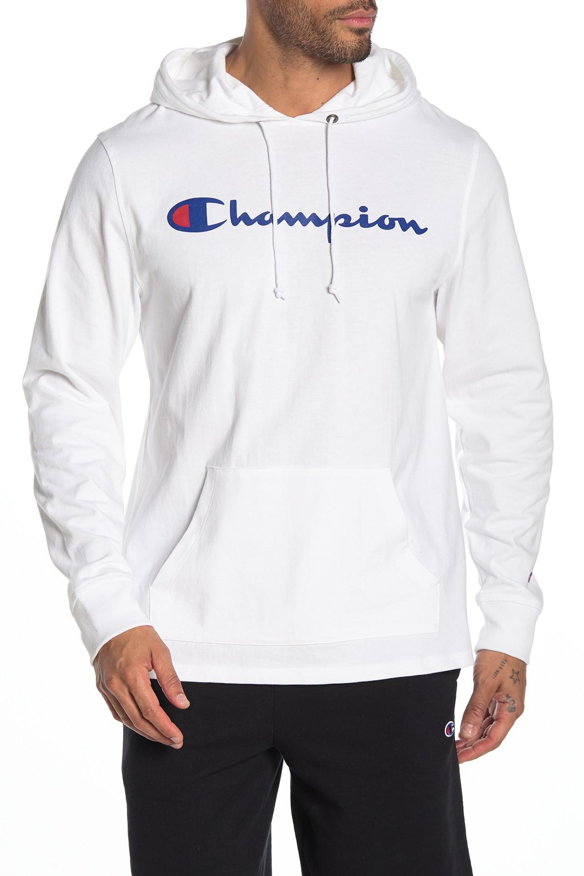 Champion Logo Hooded Sweatshirt in White for Men - Lyst