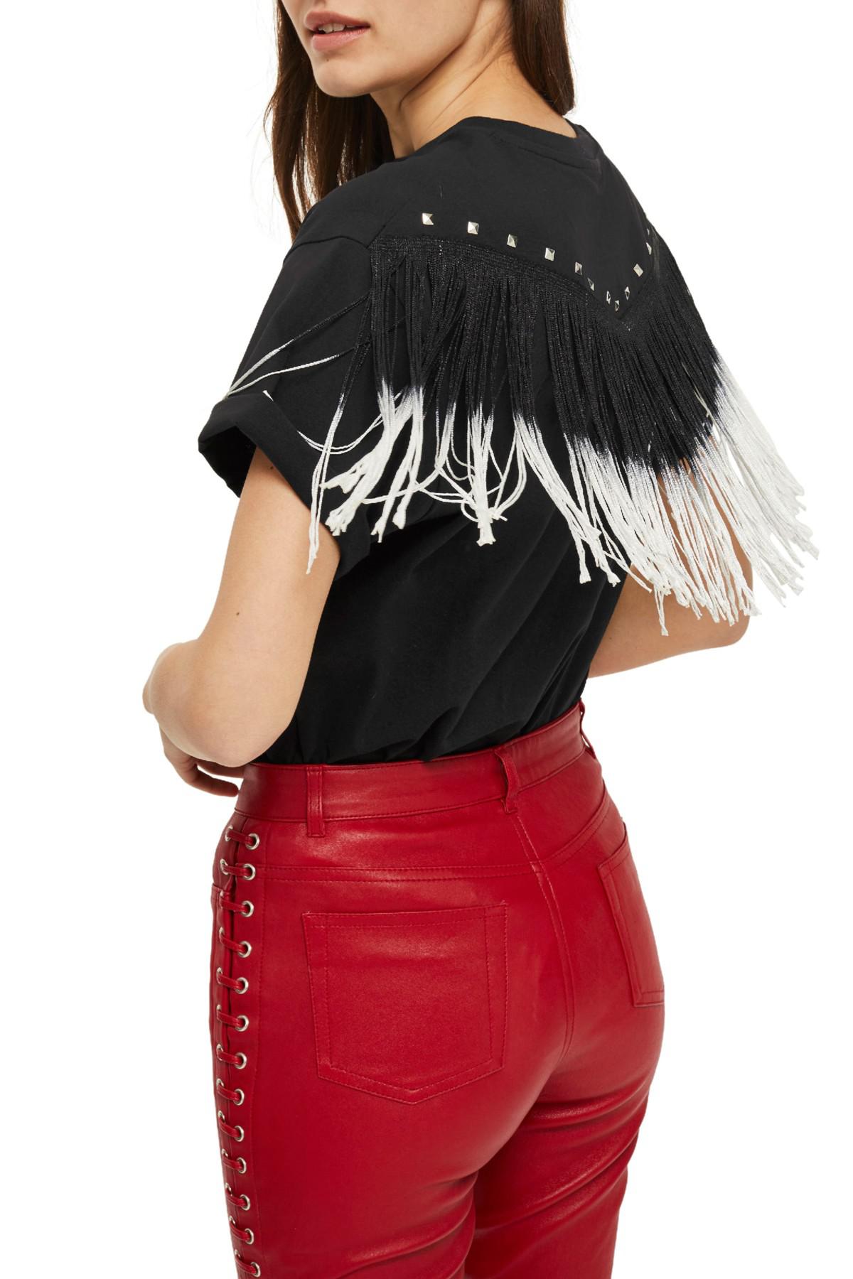 TOPSHOP By And Finally Johnny Cash Fringe Tee in Black | Lyst