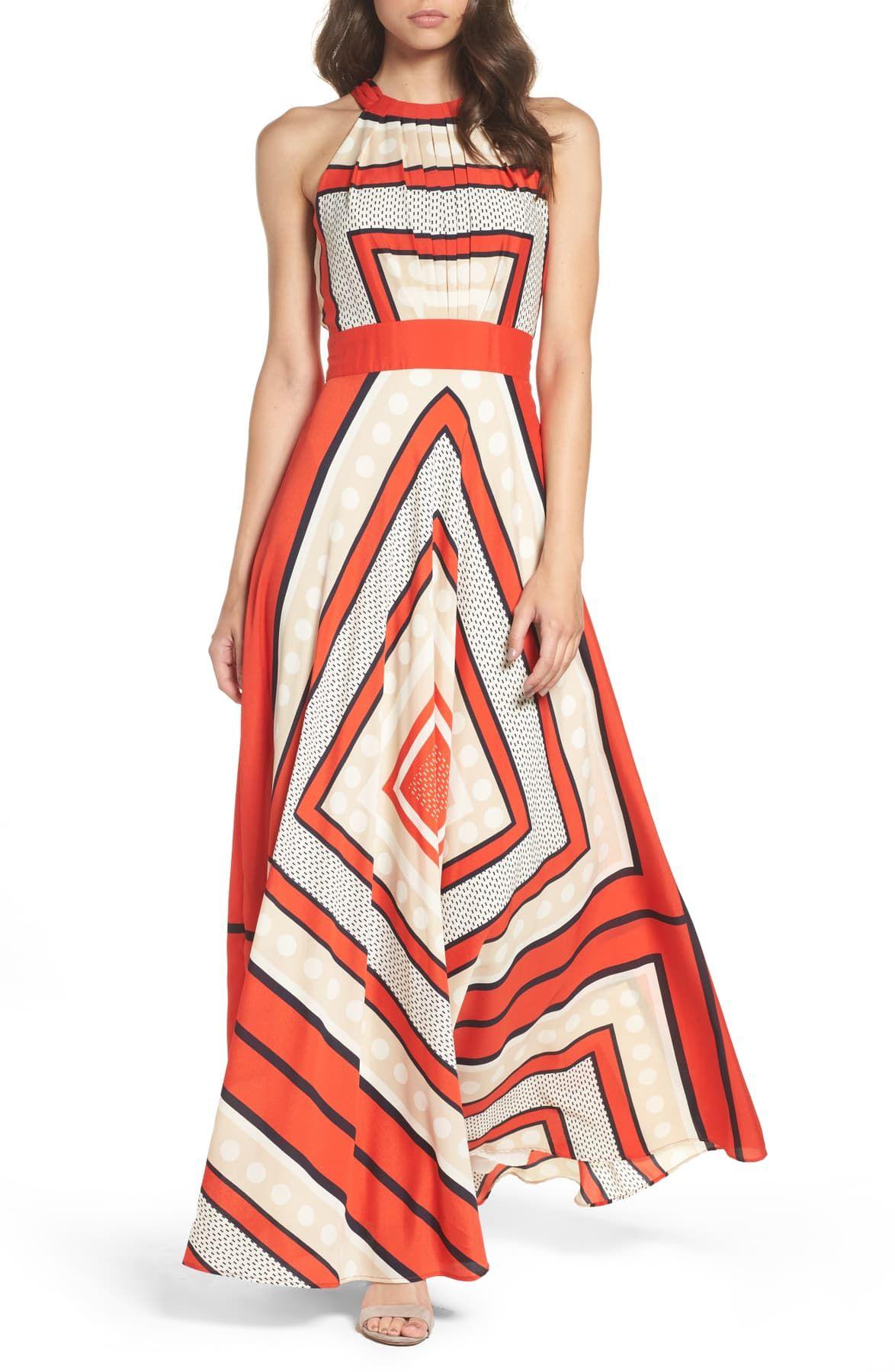Scarf print jersey & crêpe de 2025 chine maxi dress