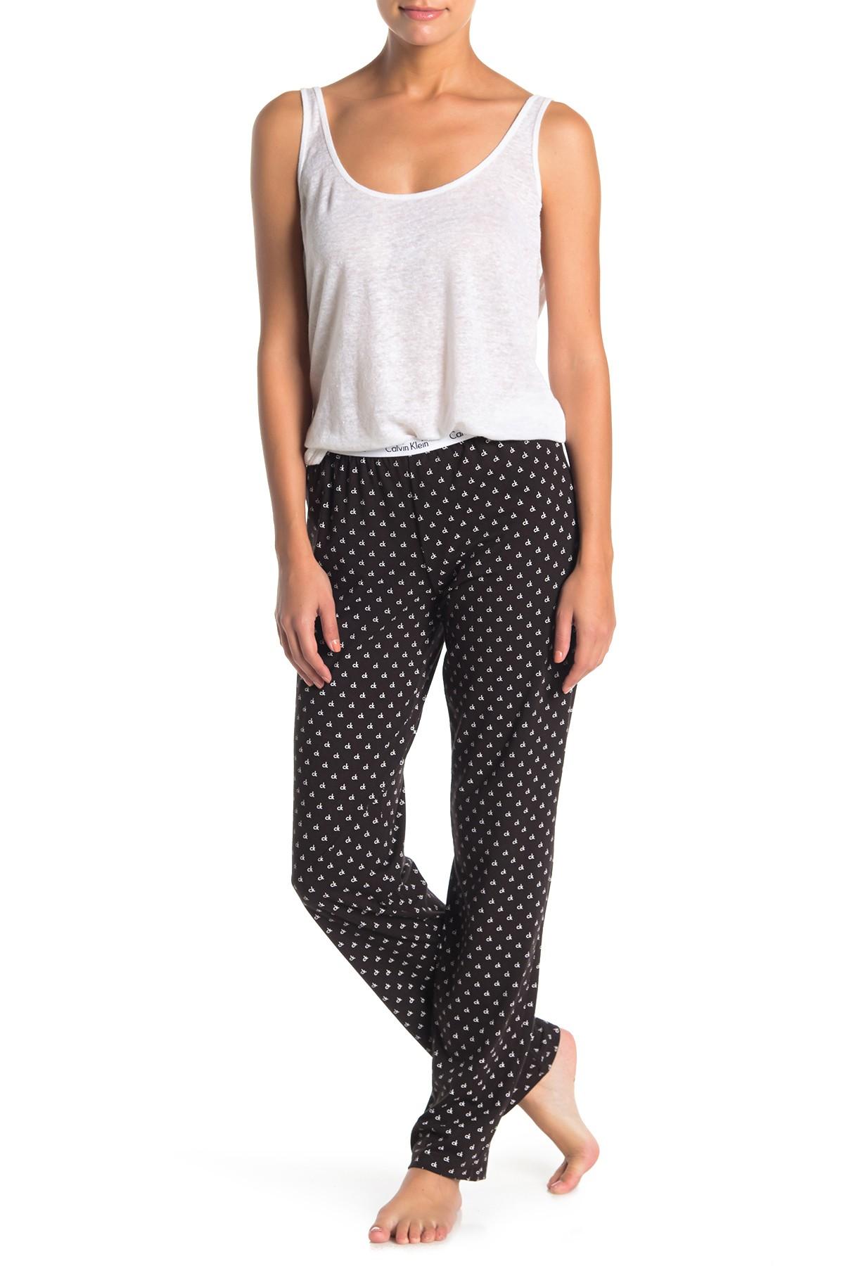 Calvin Klein Cotton Carousel Logo Pajama Pants in Black - Lyst