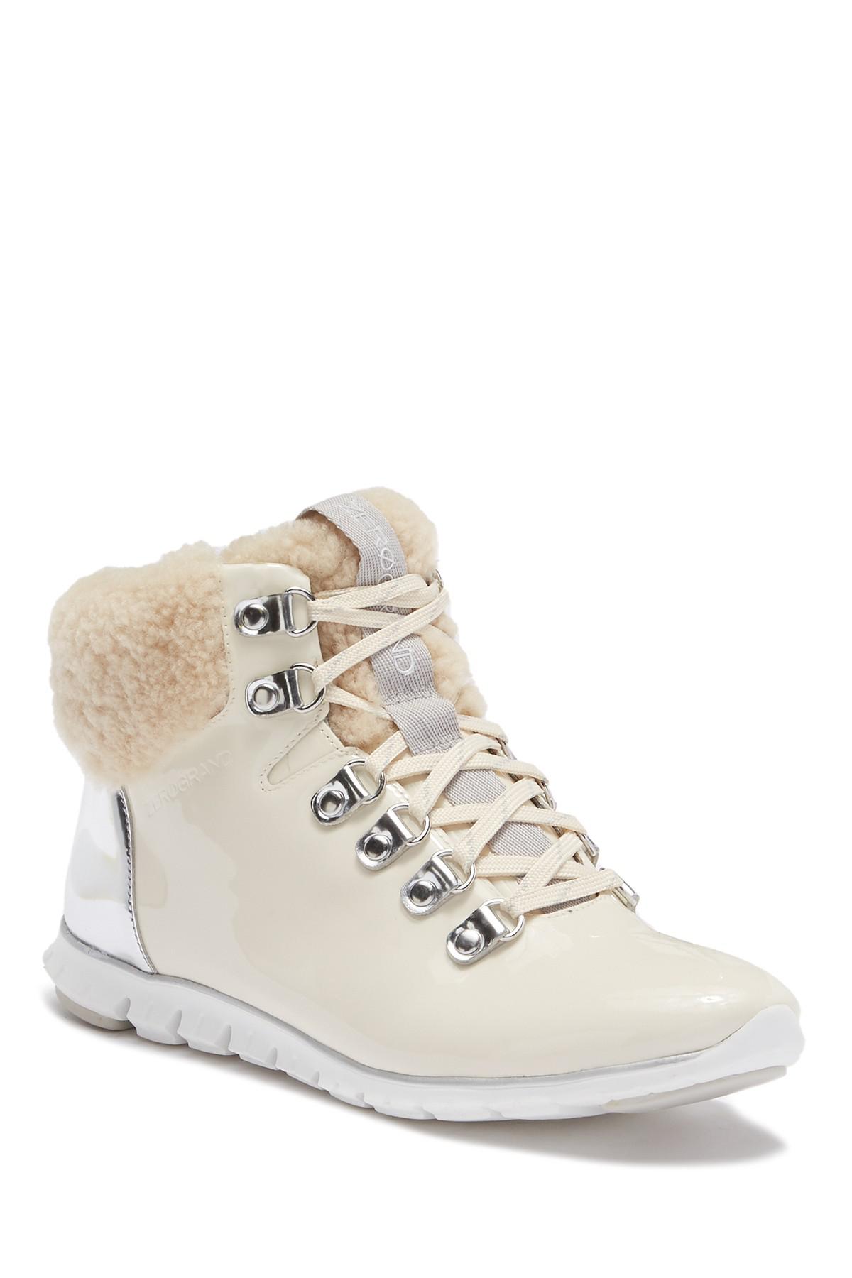cole haan zerogrand genuine shearling waterproof hiker boot