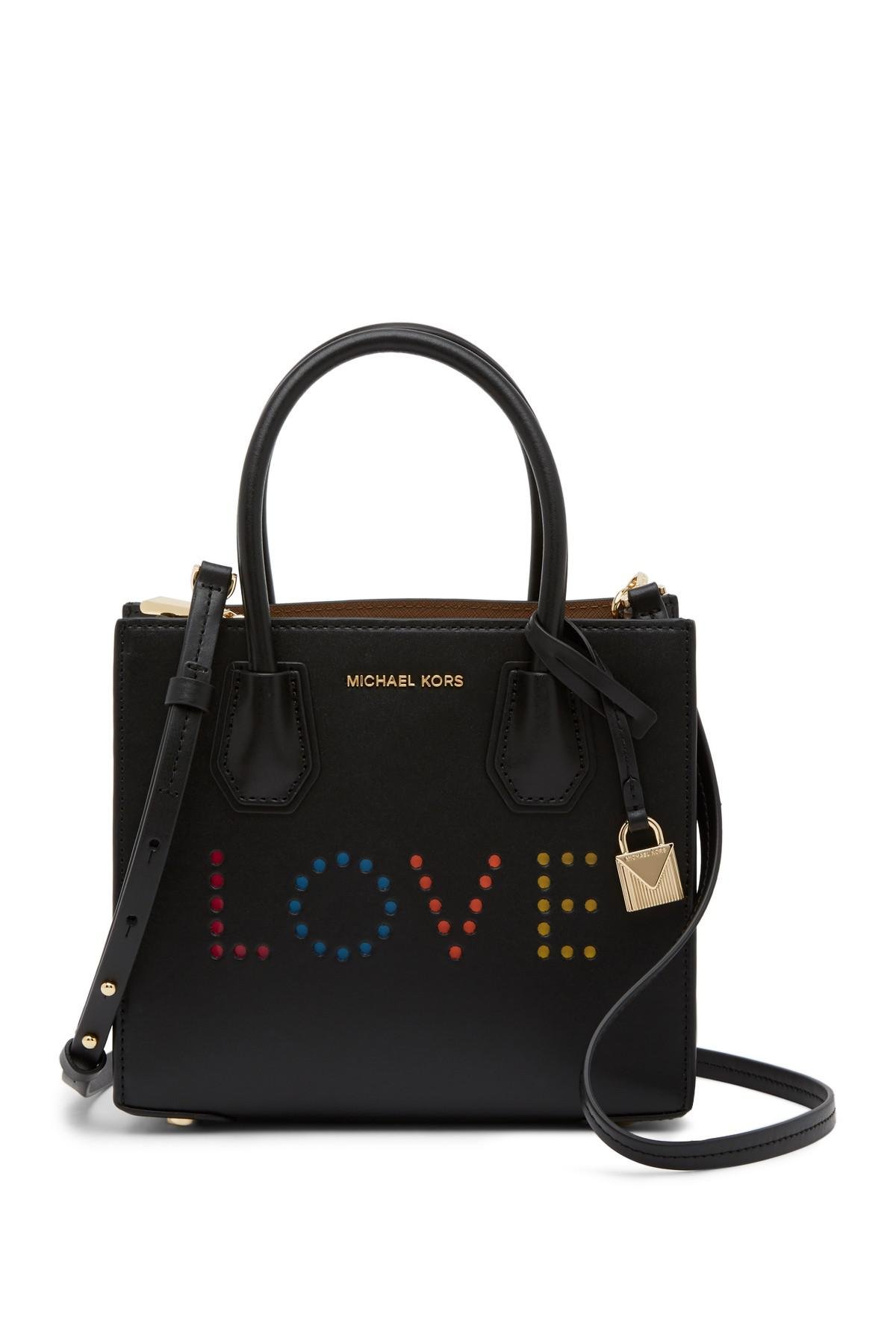 Michael Kors Md Leather Messenger Crossbody Bag in Black Lyst