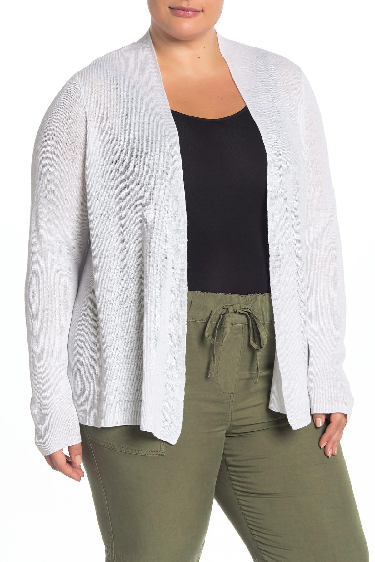 Eileen Fisher Organic Linen Open Front Cardigan (plus Size) in White Lyst
