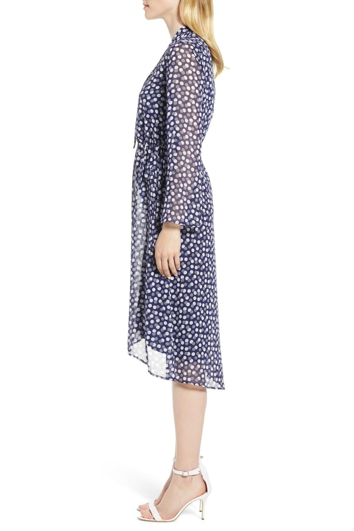 anne klein dot print midi dress