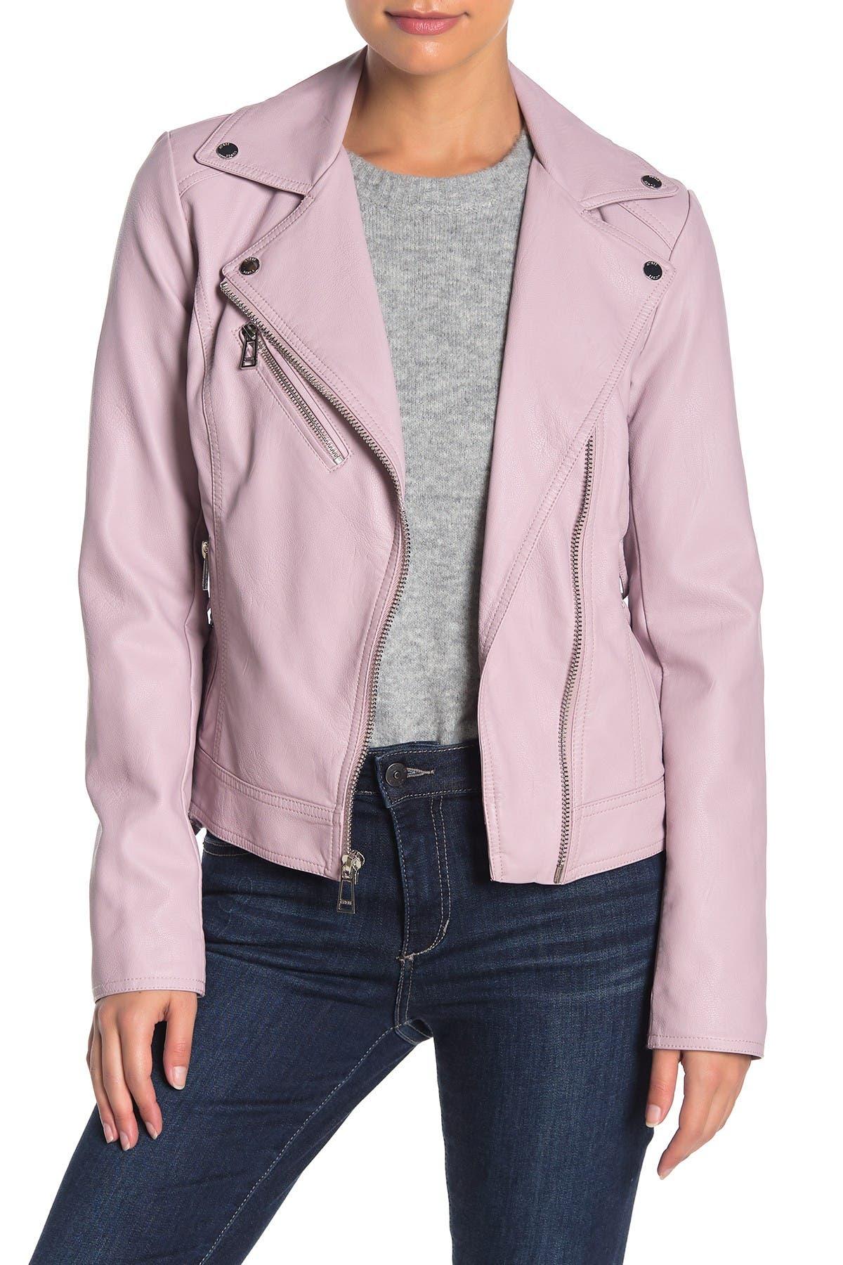 guess purple leather jacket