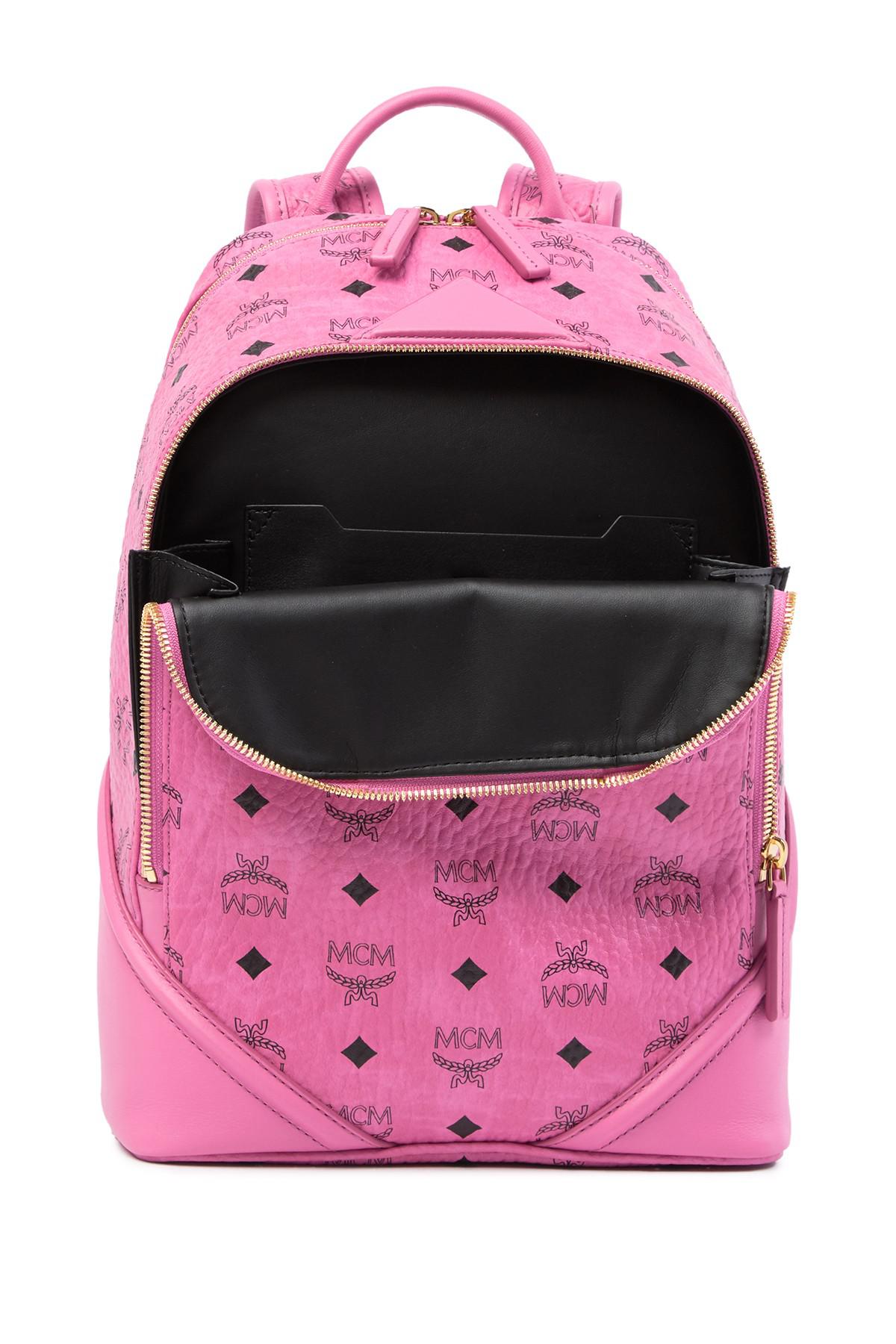 Leather backpack MCM Pink in Leather - 25252633