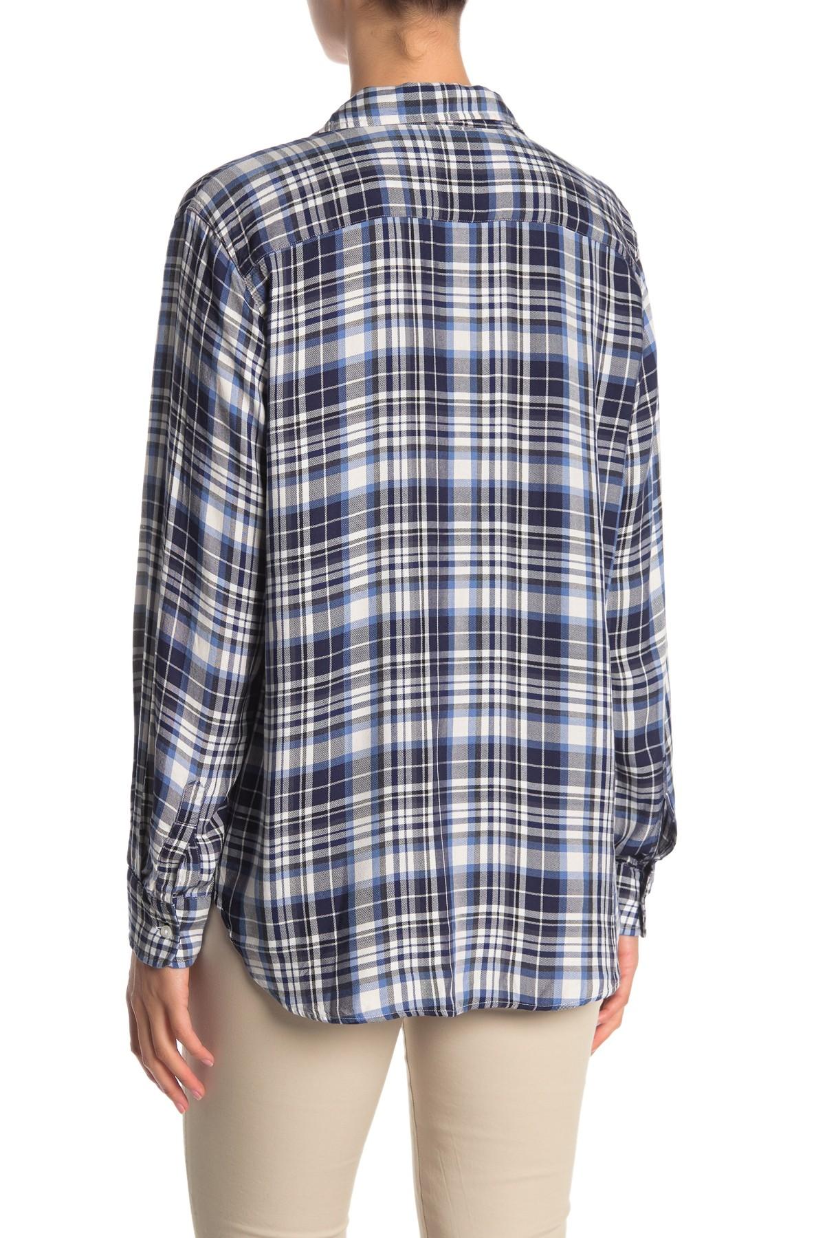 Frank & Eileen Eileen Plaid Printed Button Front Shirt in Blue - Lyst
