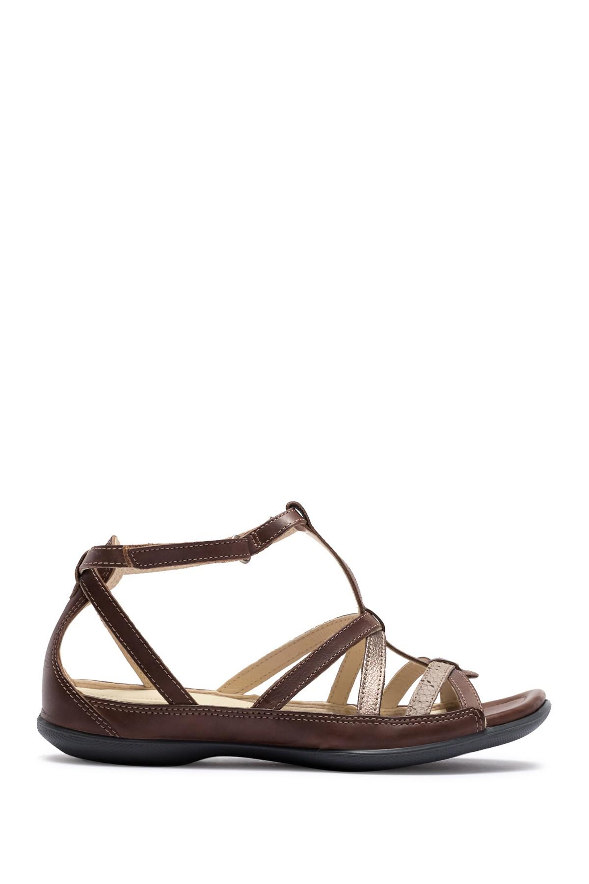 Ecco Leather Flash Low Gladiator Sandal in Brown - Lyst