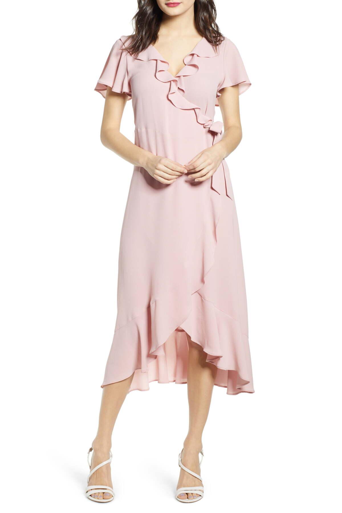 chelsea28 ruffle wrap dress