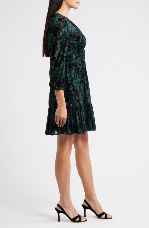 Eliza J Velvet Floral Long Sleeve Dress in Black | Lyst