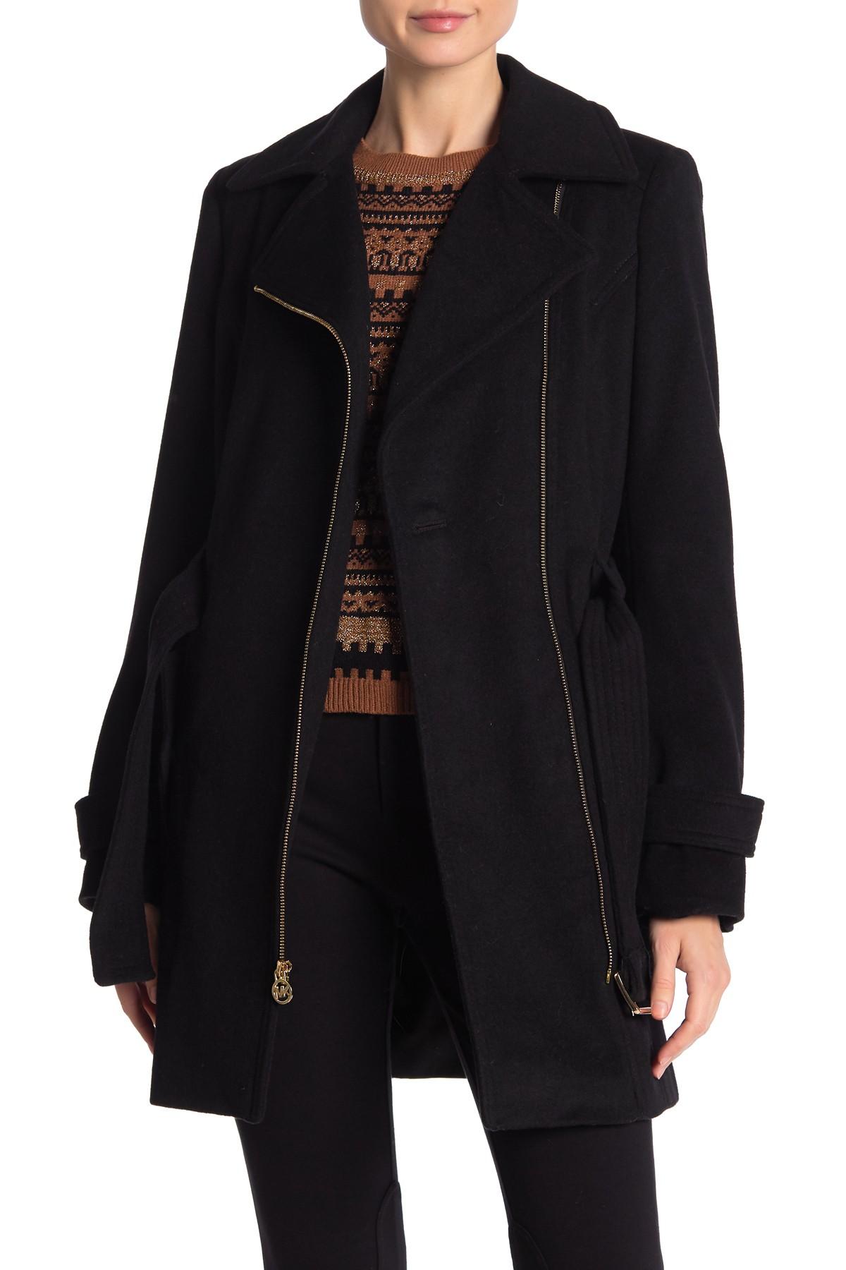 michael kors black taped sleeve coat