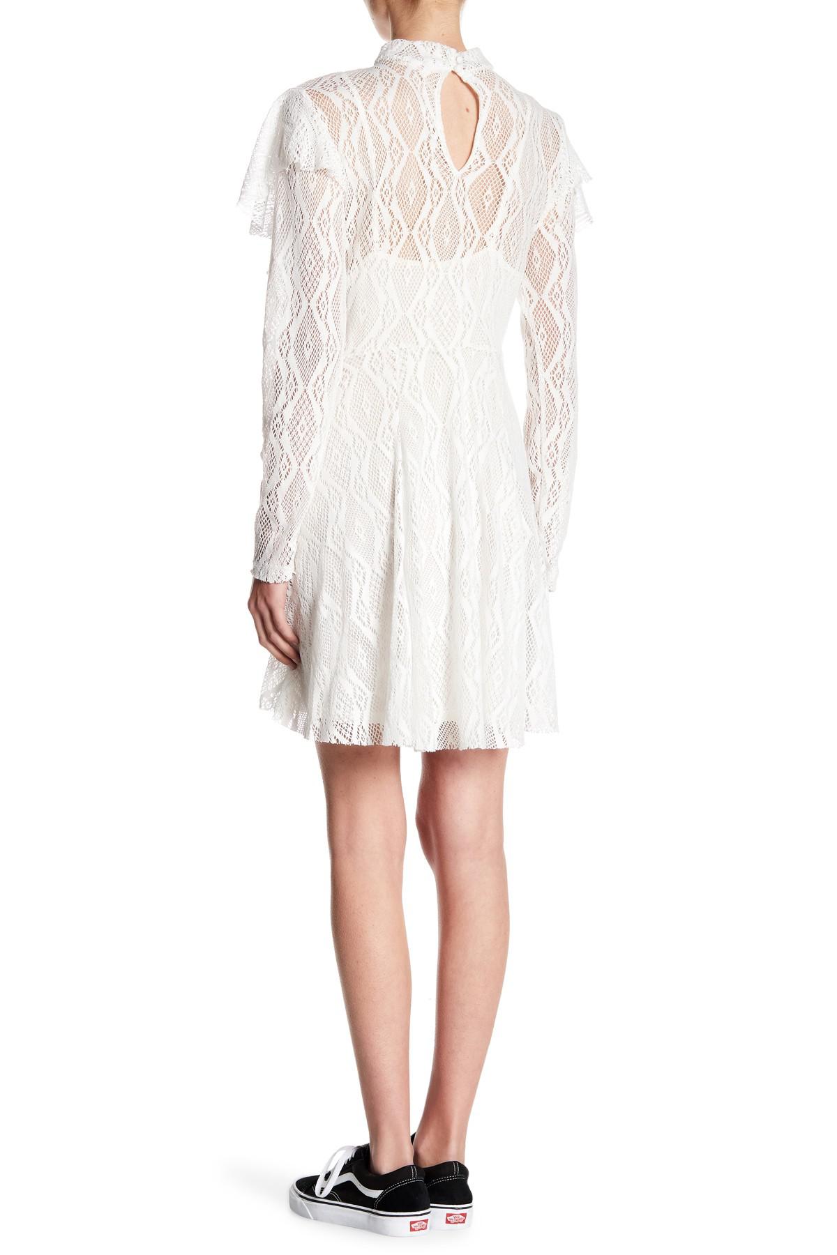 Download Free People Mock Neck Lace Dress in White - Lyst